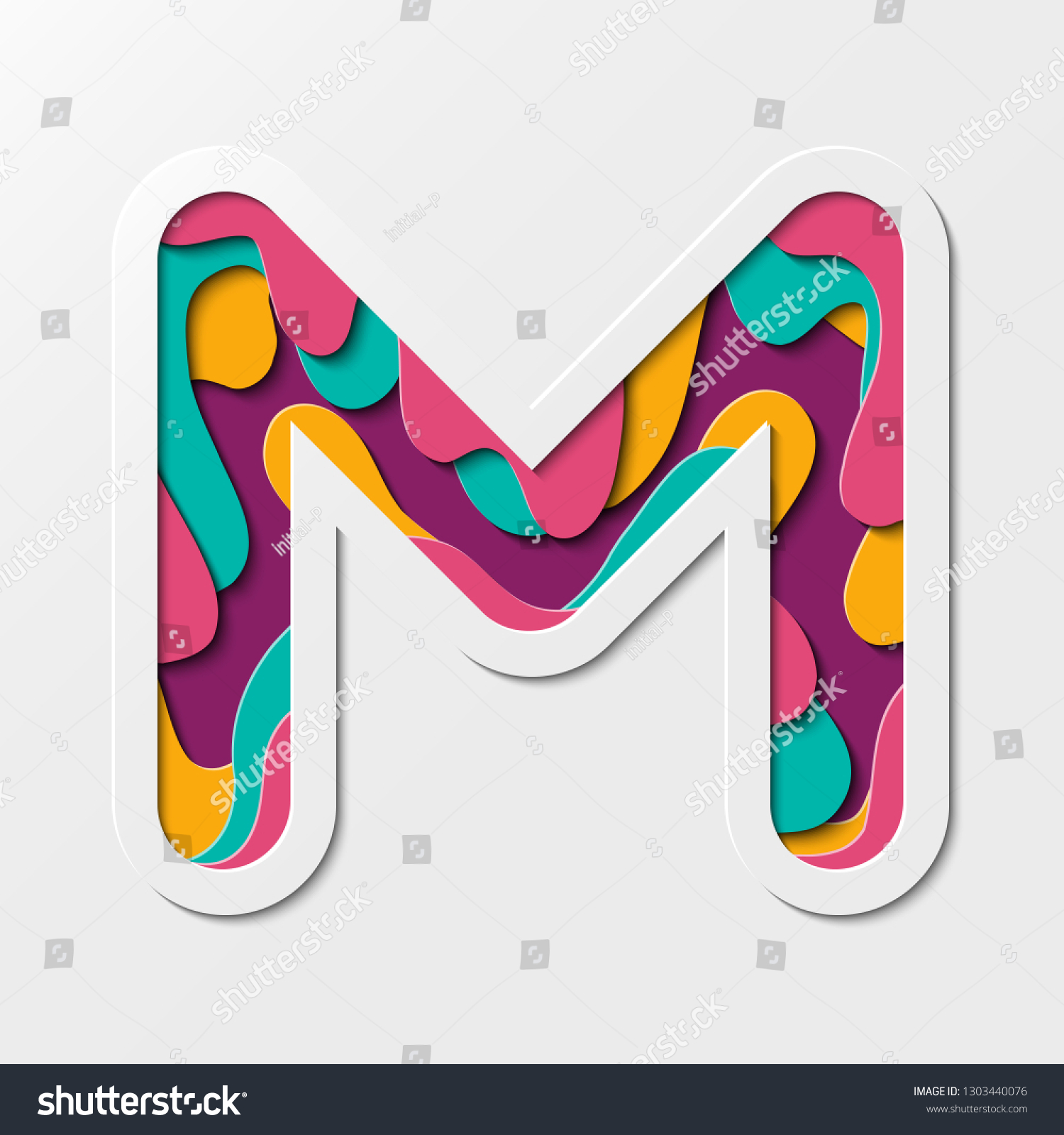 Paper Cut Letter M Symbol Realistic Stock Vector Royalty Free