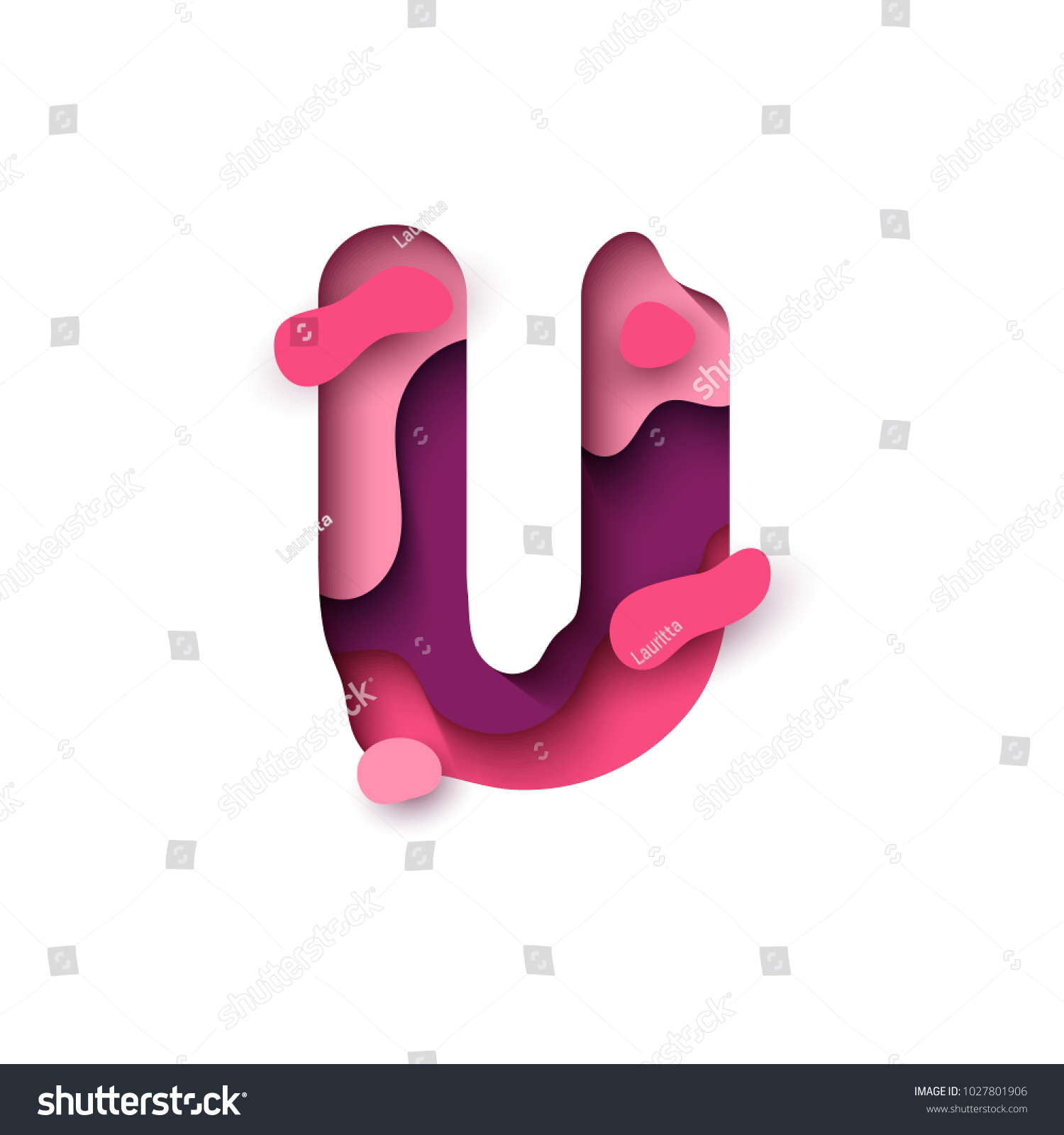 Paper Cut Letter U Design 3d Stock Vector Royalty Free