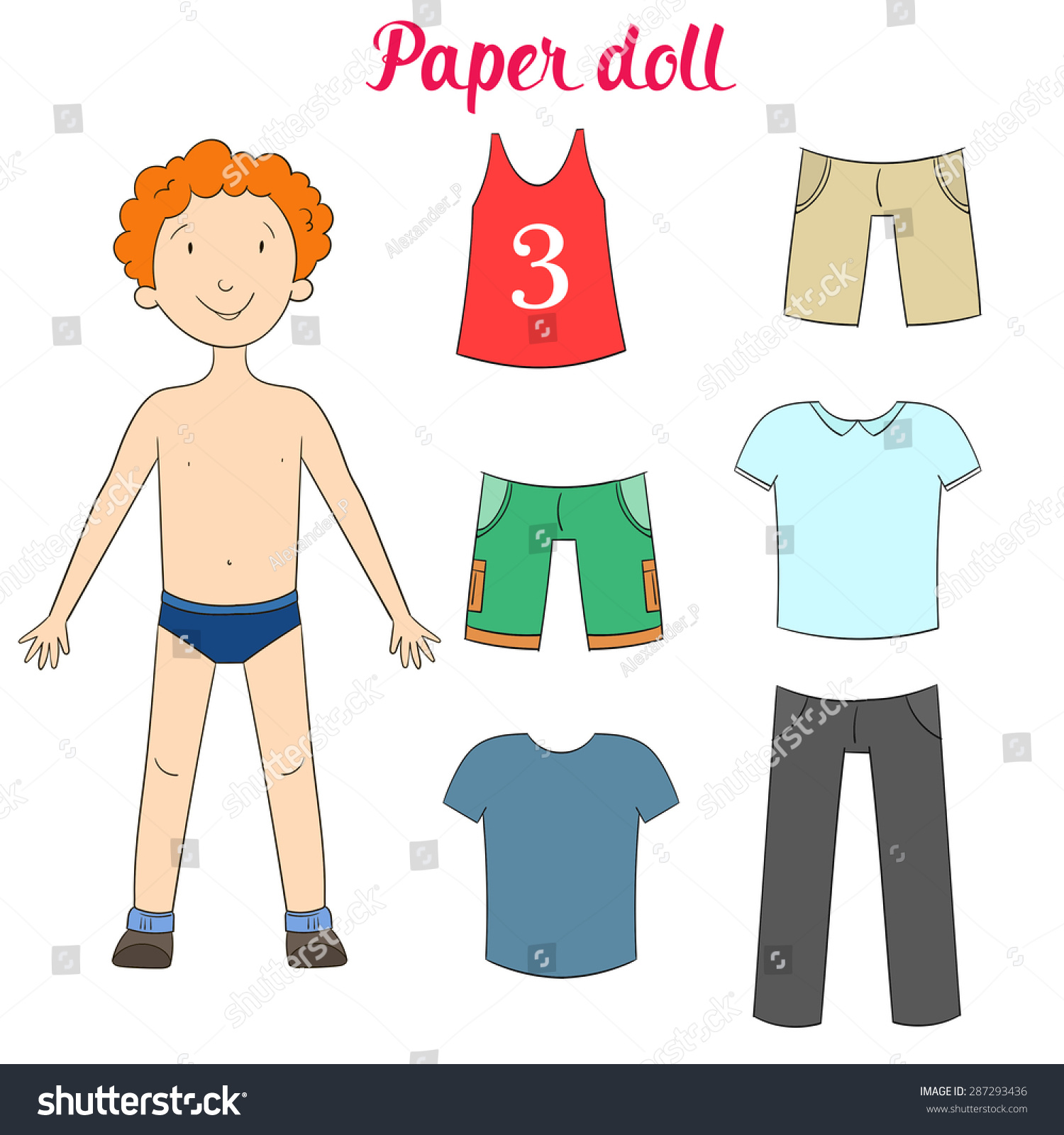 Paper Doll Boy Clothes Vector Illustration Stock Vector (Royalty Free ...