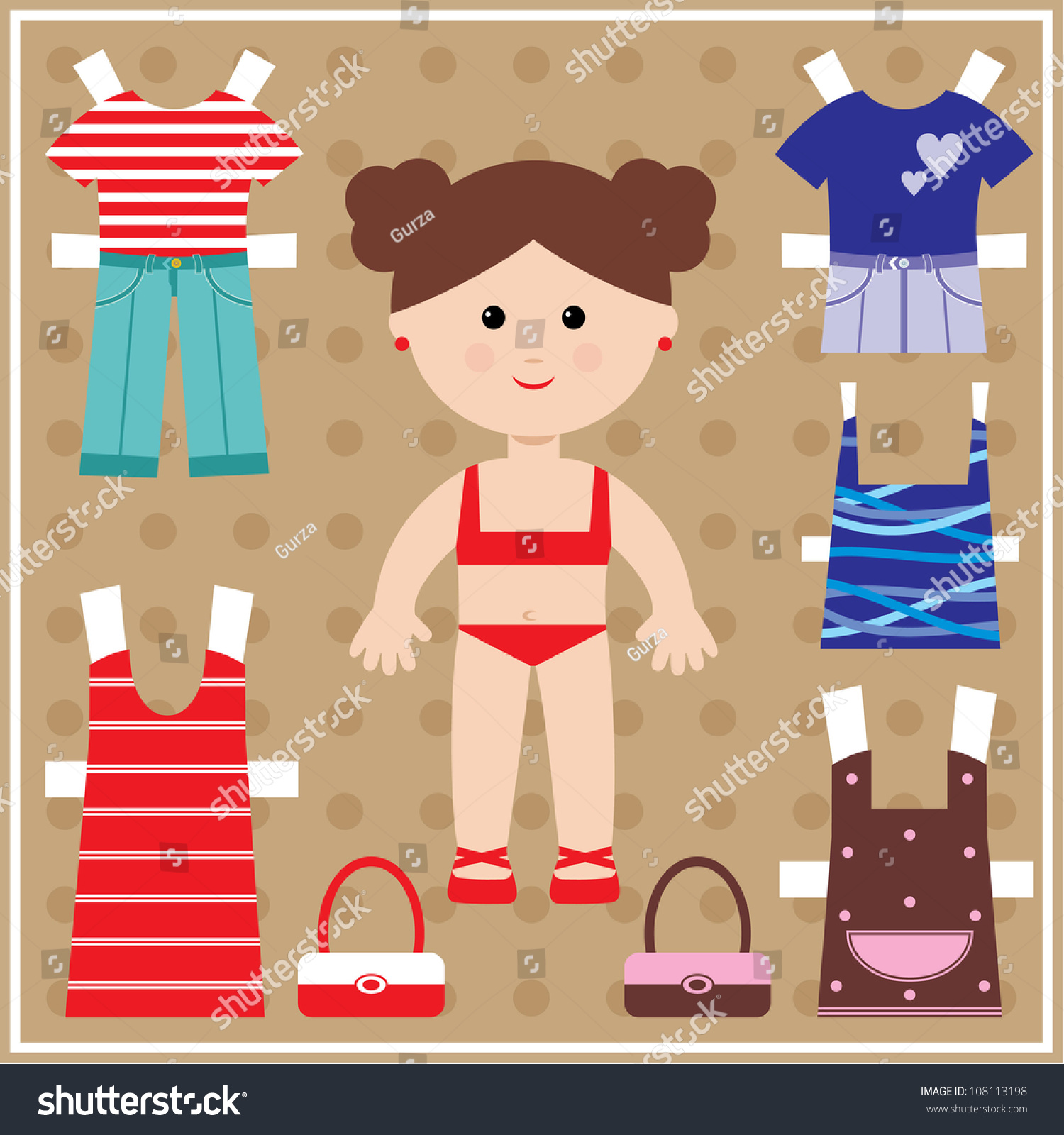 Paper Doll Clothes Set Vector Stock Vector 108113198 - Shutterstock