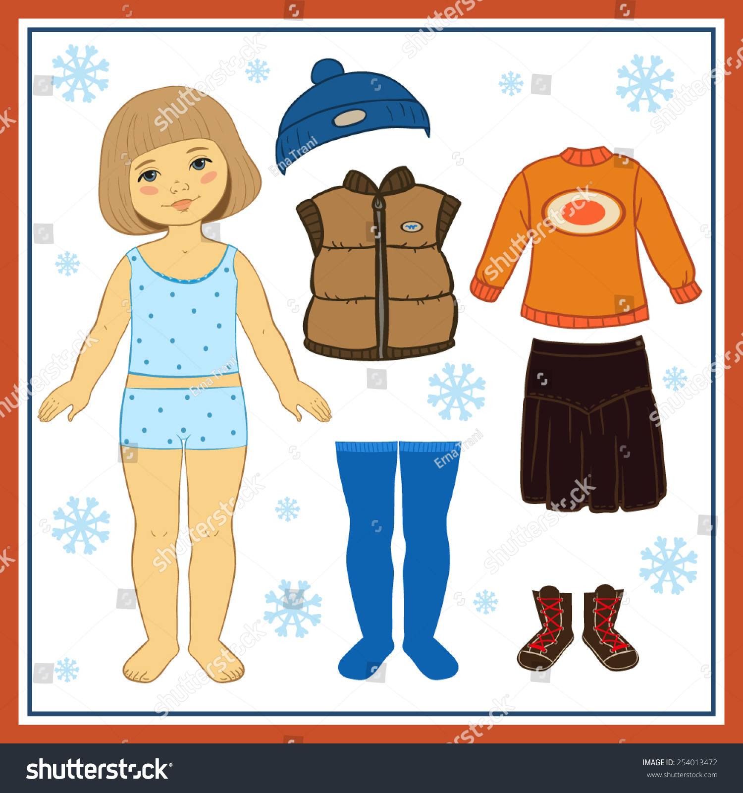 Paper Doll Winter Clothes Stock Vector 254013472 - Shutterstock