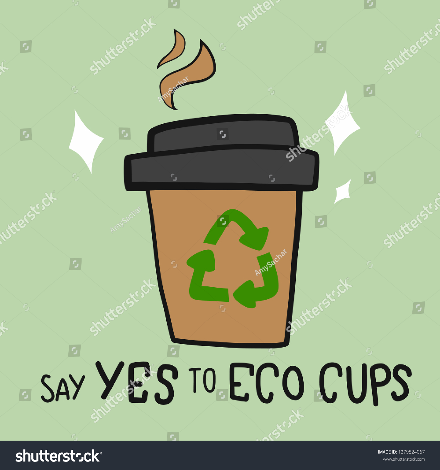 Paper Hot Coffee Cup Word Say Stock Vector Royalty Free