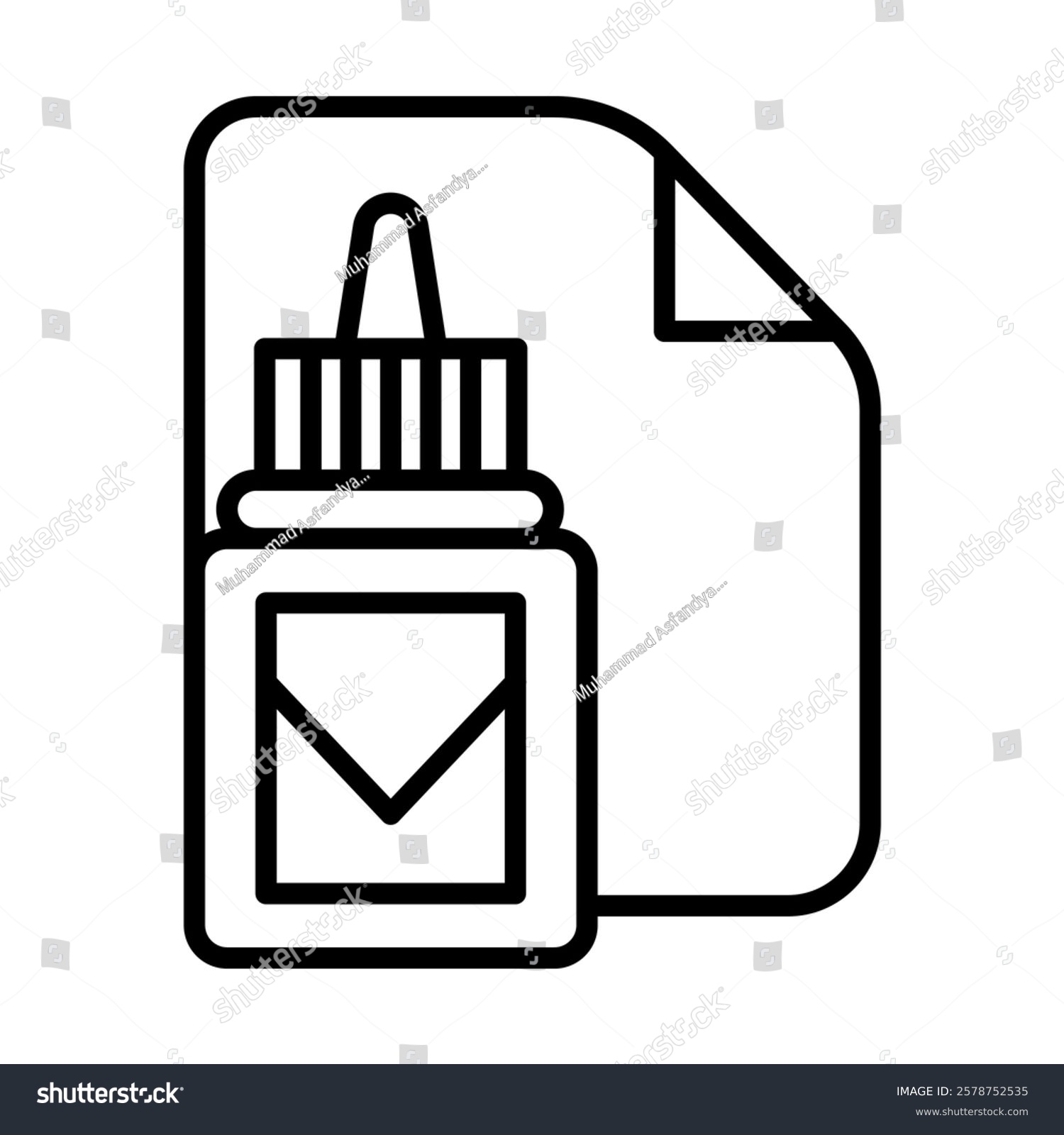 black glue bottle and paper outline clip art preview