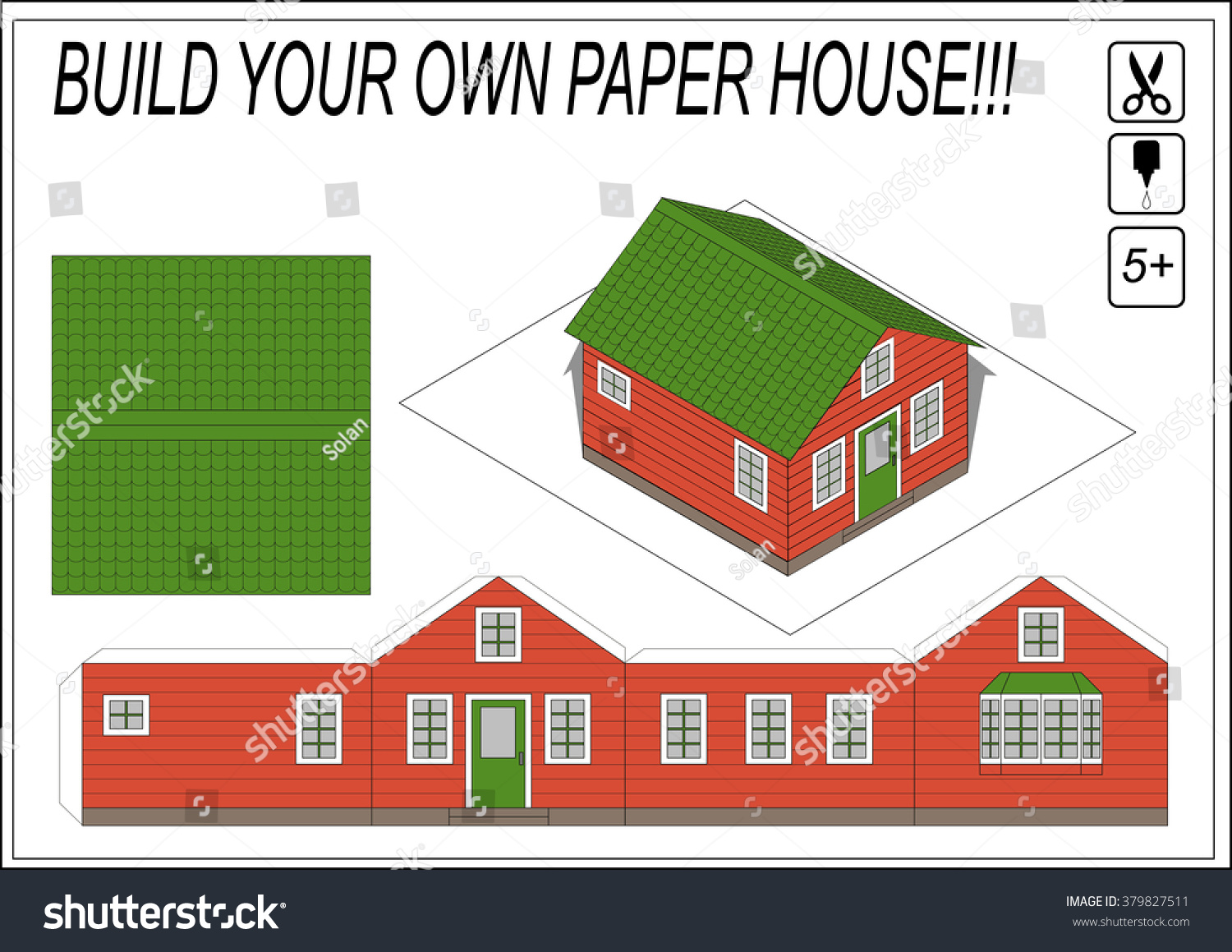 Paper Model House Template Paper Model Stock Vector 379827511  Shutterstock