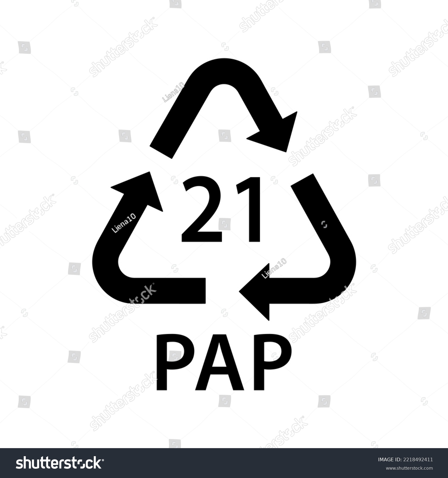 SVG of paper recycling code PAP 21, non-corrugated fiberboard, Cereal and snack boxes symbol, ecology recycling sign, identification code, package waste black fill icon svg