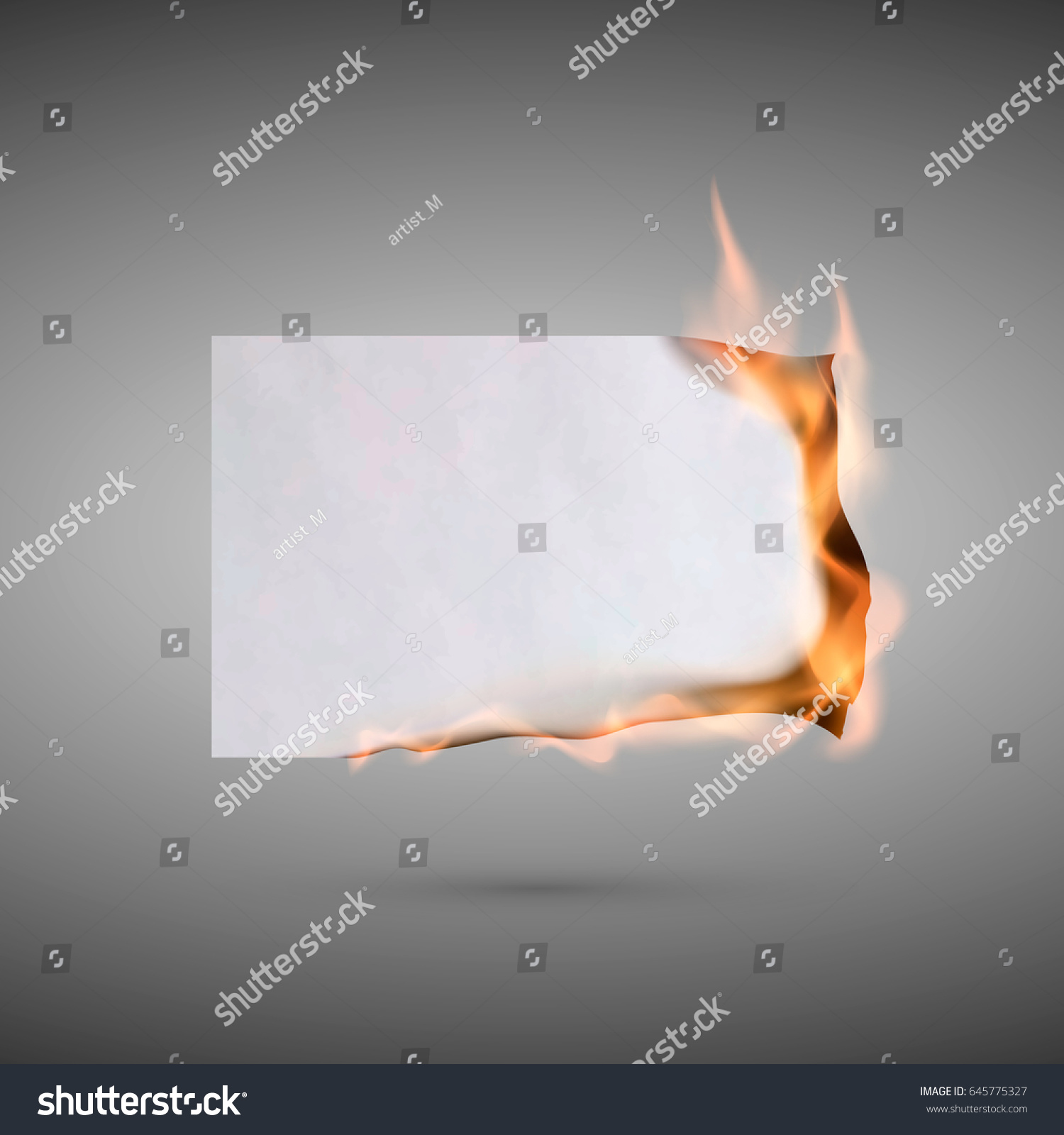 Paper Sheet On Fire Flaming Paper Stock Vector (Royalty Free) 645775327 ...