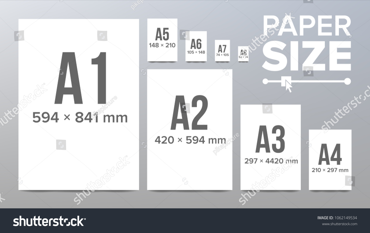 Paper Sizes Vector A1 A2 A3 Stock Vector Royalty Free 1062149534