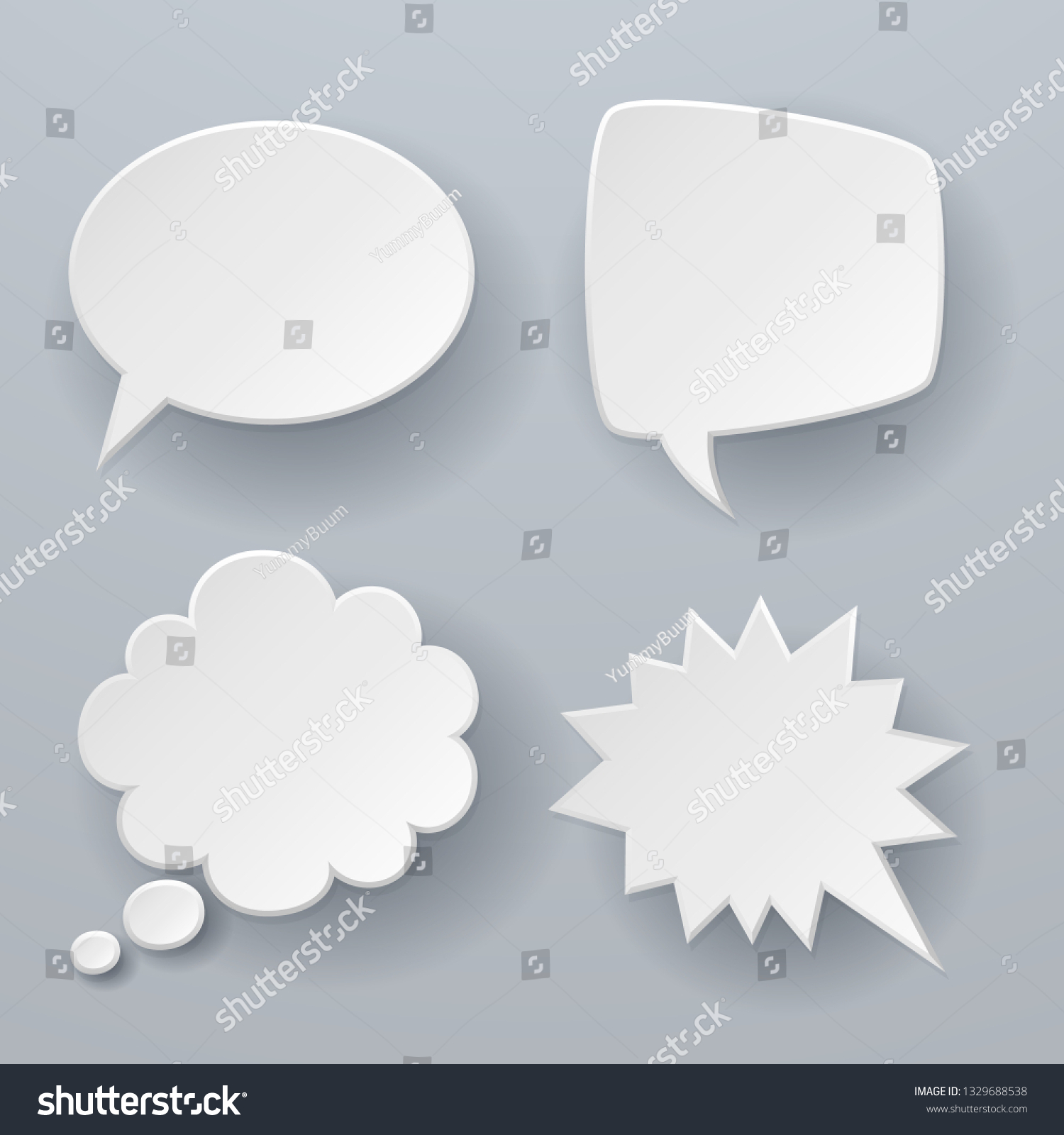 Paper Speech Bubbles White Origami 3d Stock Vector Royalty Free