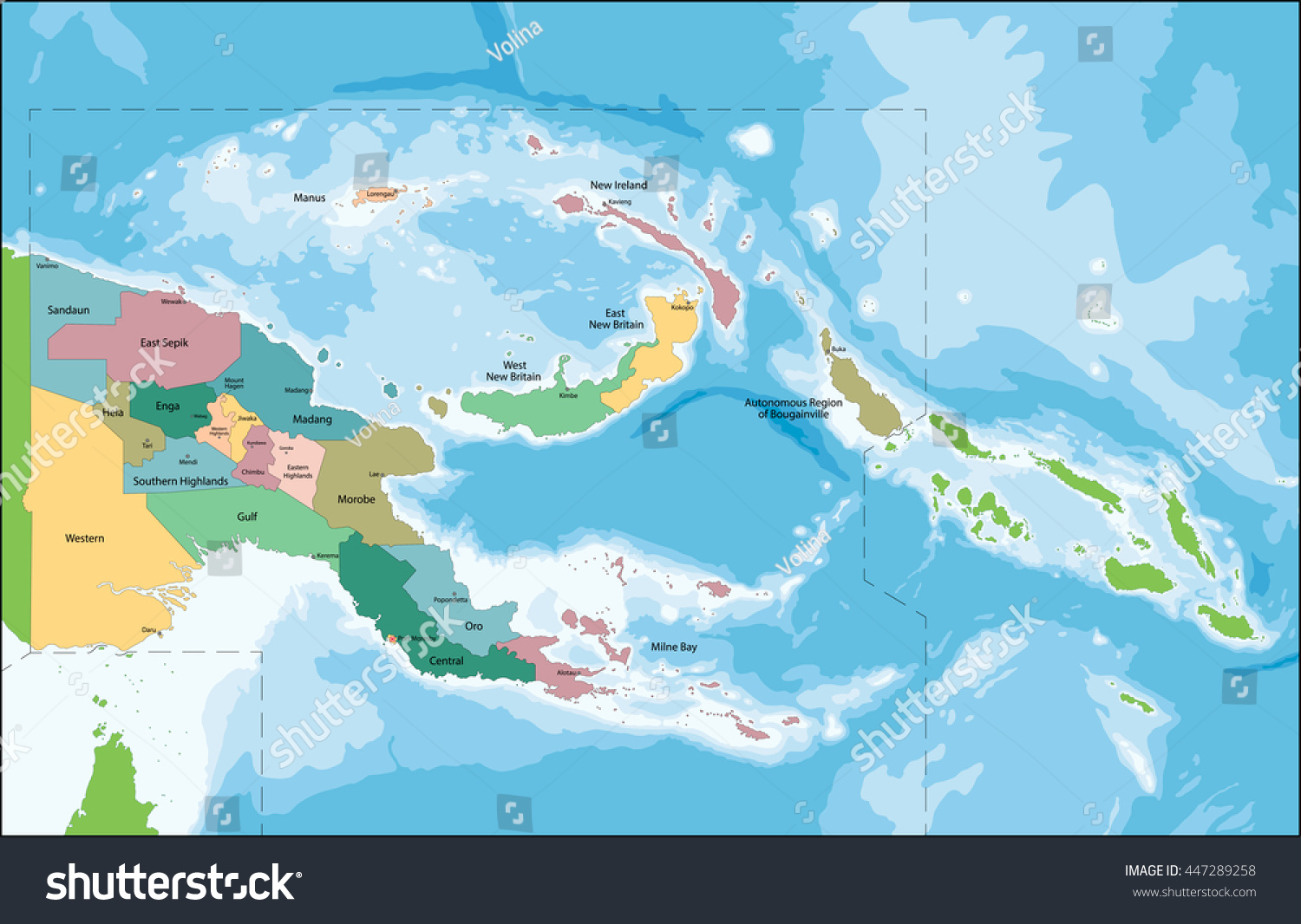 Stock Vector Papua New Guinea Map 447289258 