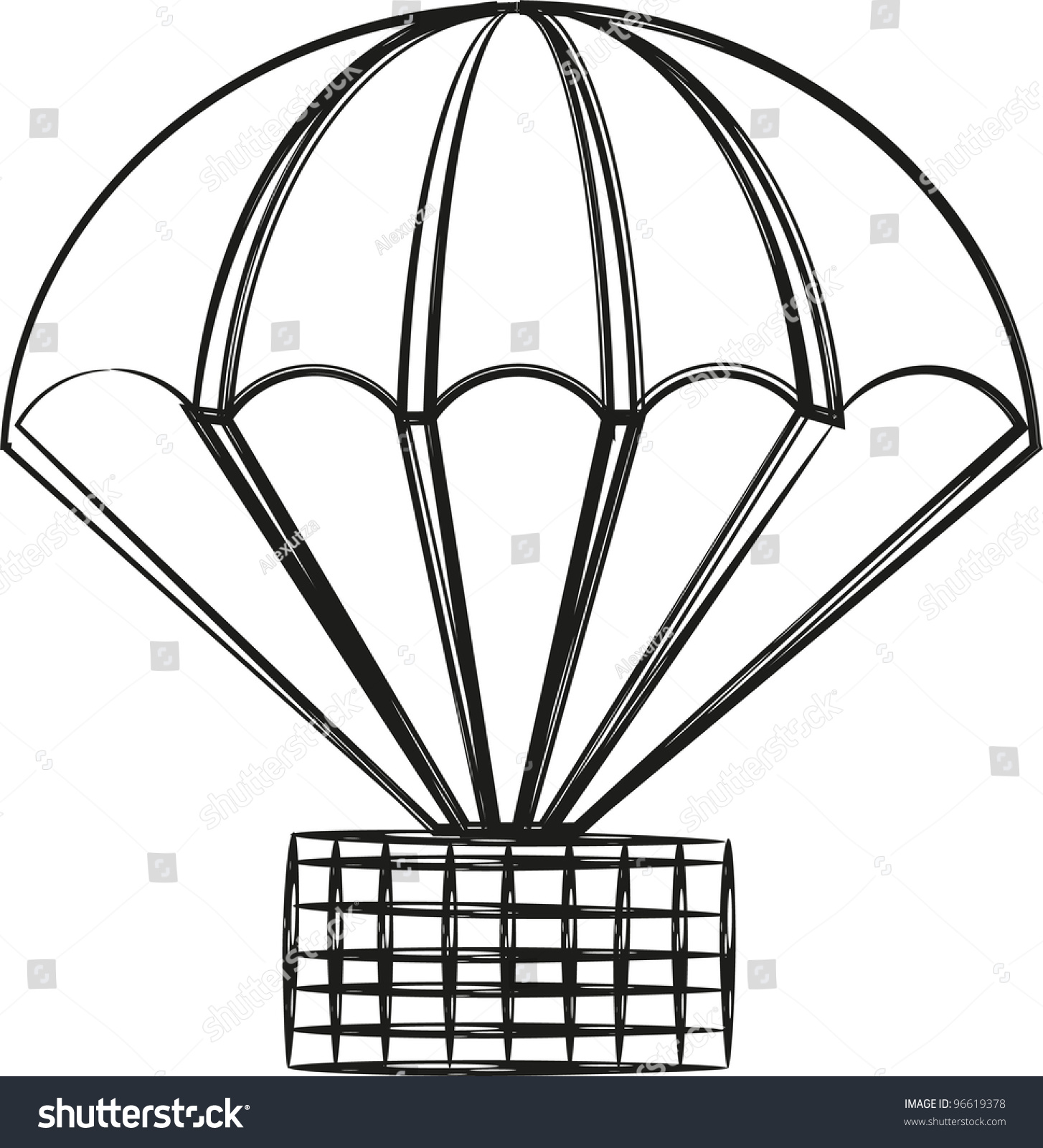 Parachute Sketch Stock Vector 96619378 - Shutterstock