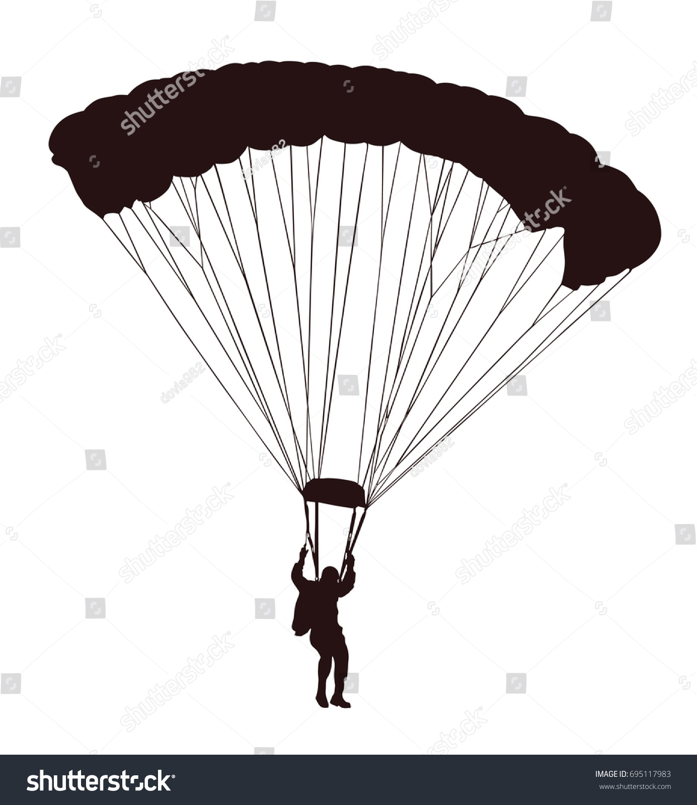 Parachutist Flight Vector Silhouette Illustration Isolated Stock Vector ...