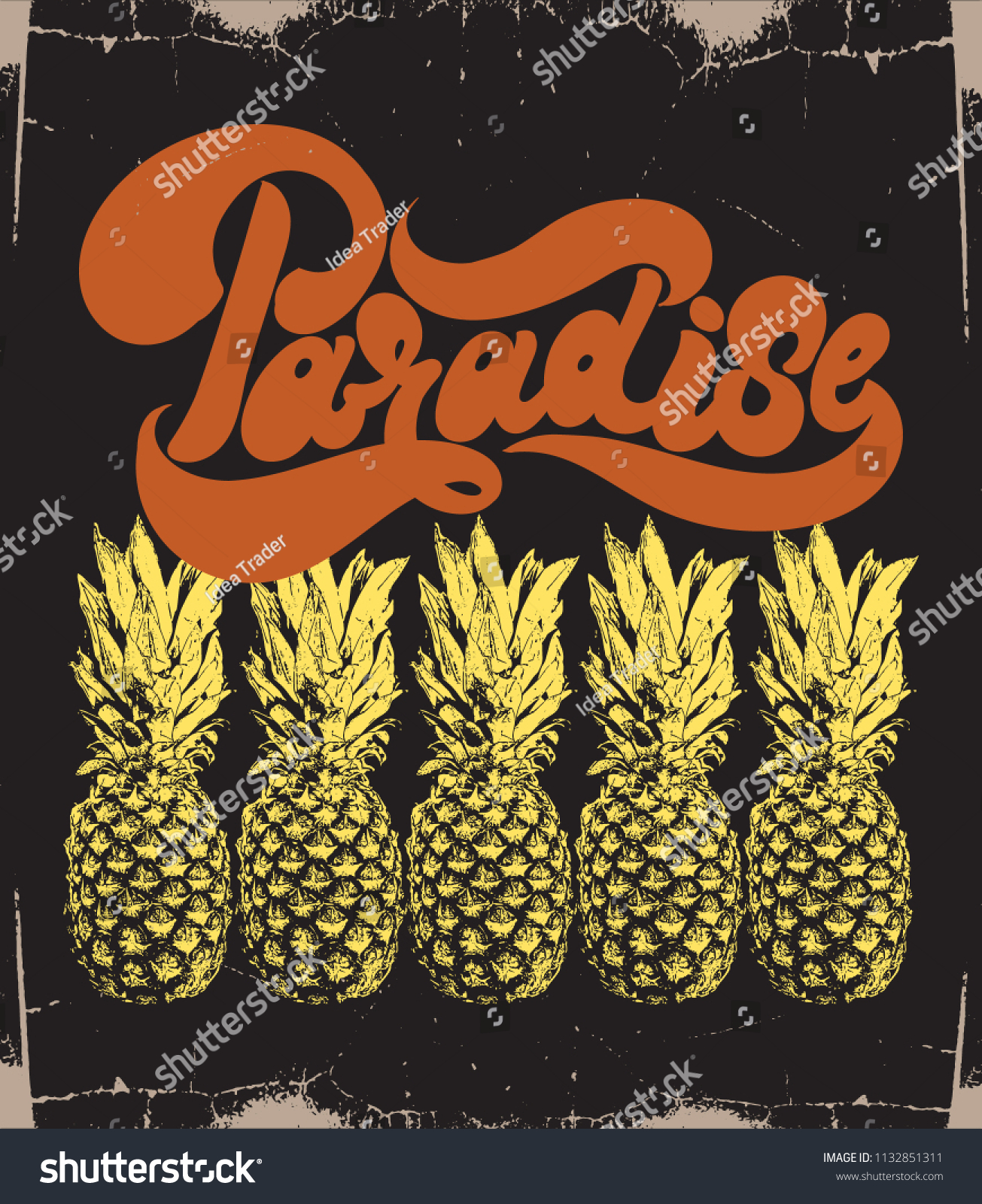 Paradise Vector Hand Drawn Illustration Pineapples Vector De Stock Libre De Regal As