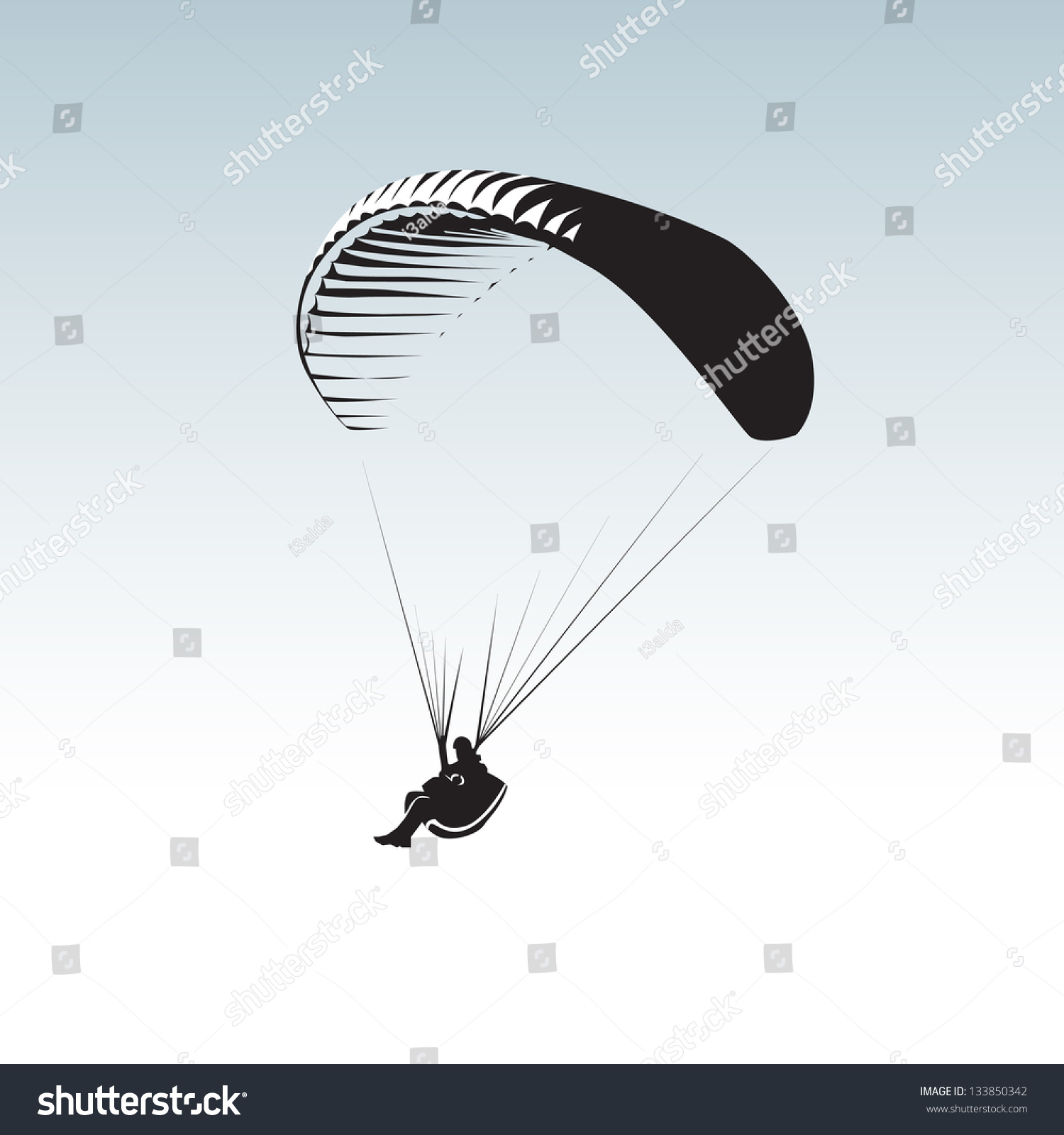 Paragliding Theme Parachute Controlled By Person Stock Vector 133850342 ...