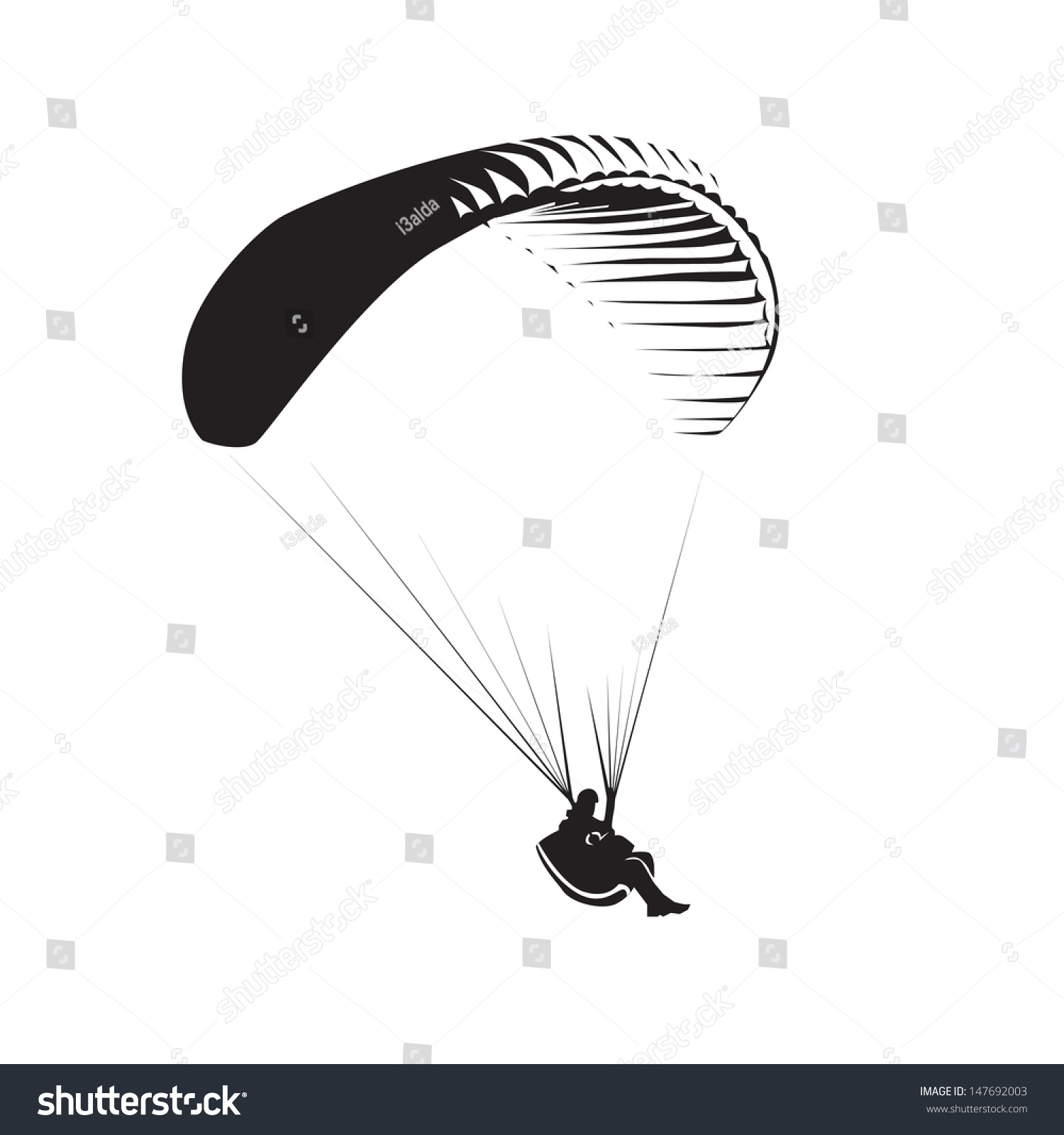 Paragliding Theme Parachute Controlled By Person Stock Vector 147692003 ...