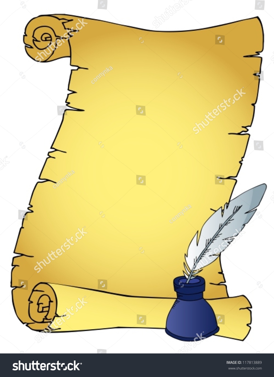 Parchment Quill Inkpot Vector Illustration Stock Vector (Royalty Free ...