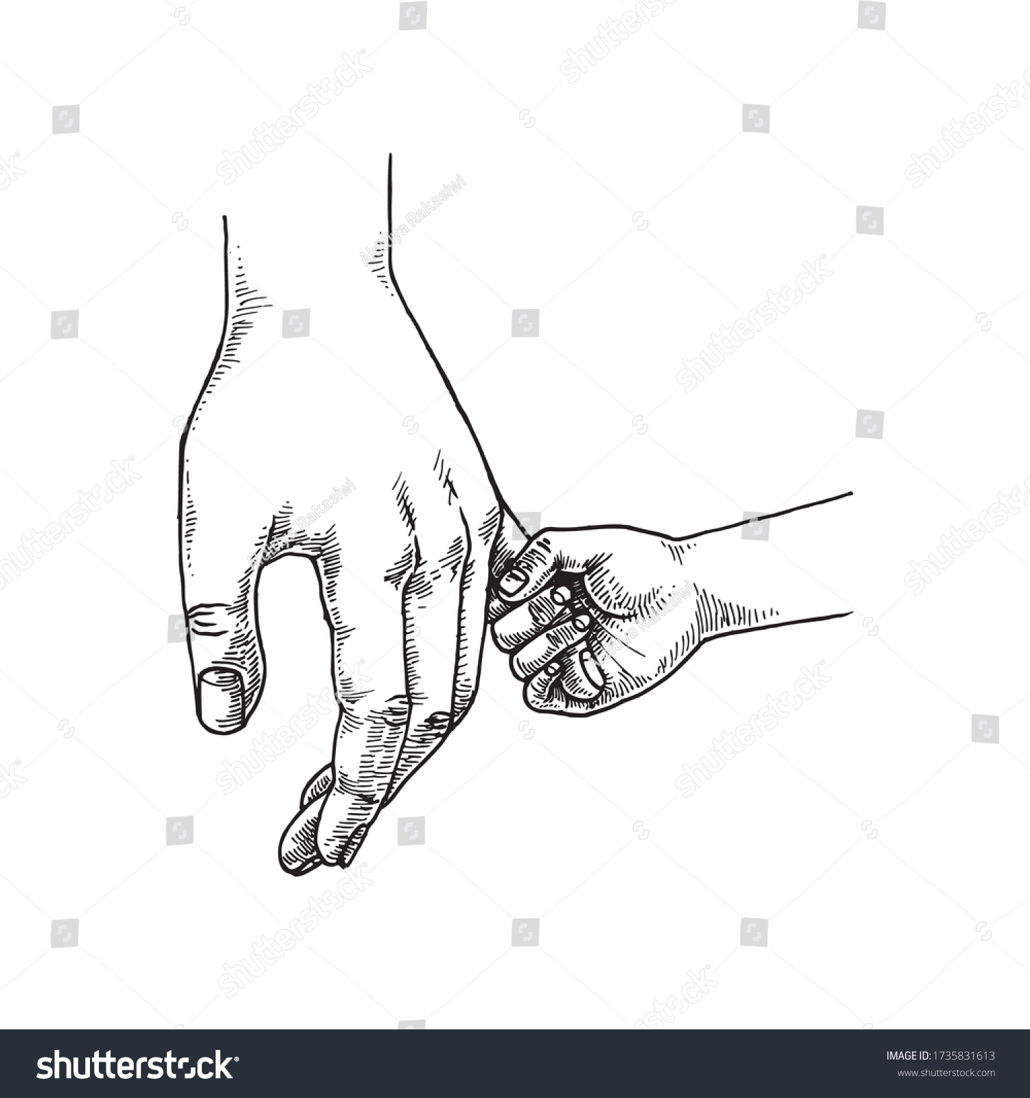 5,160 Kid holding parents hand drawing Images, Stock Photos & Vectors ...