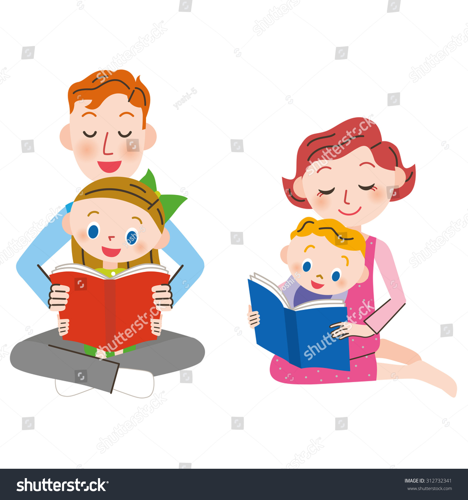 Parent Child Who Read Book Stock Vector Royalty Free