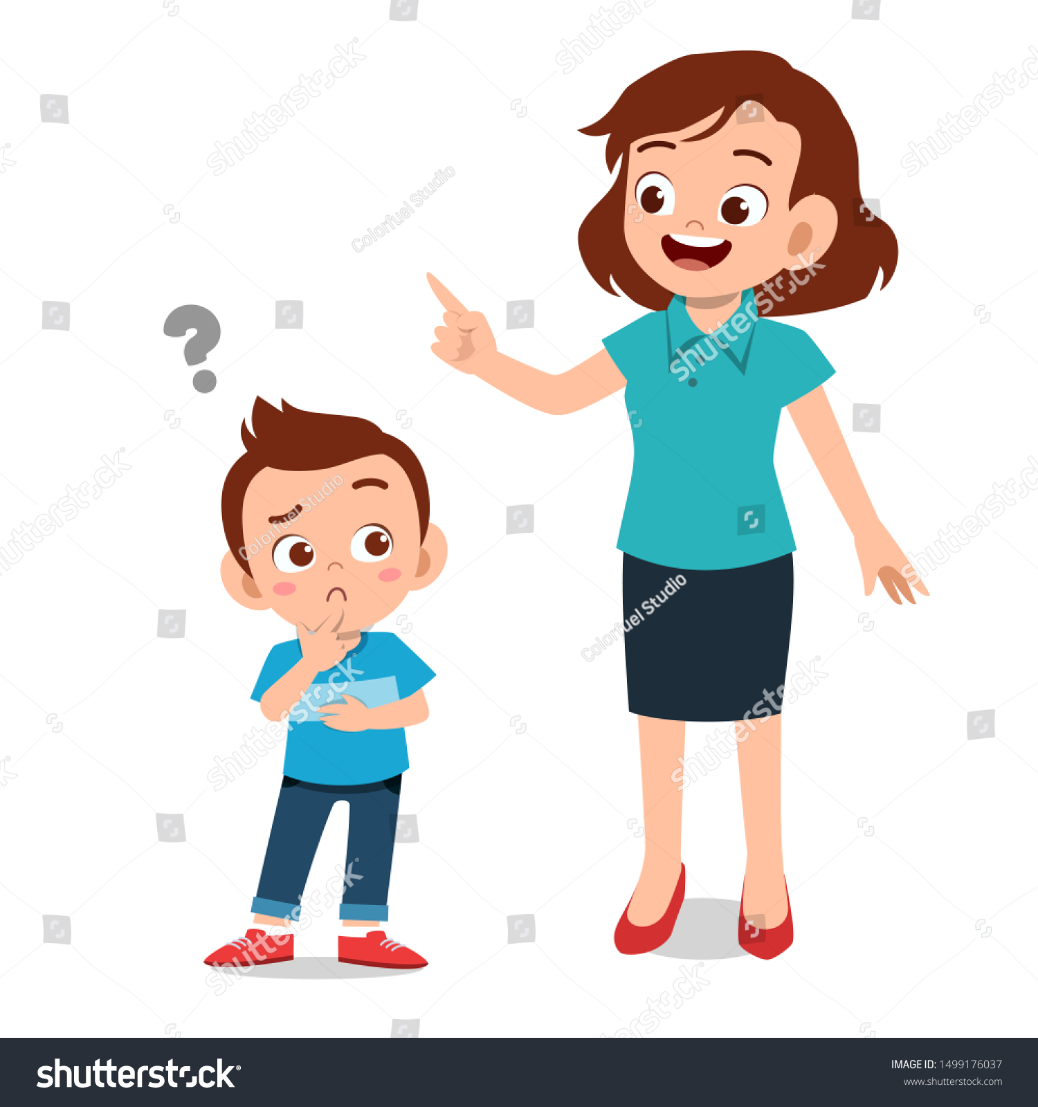 Parent Help Teach Kid Illustration Stock Vector Royalty Free