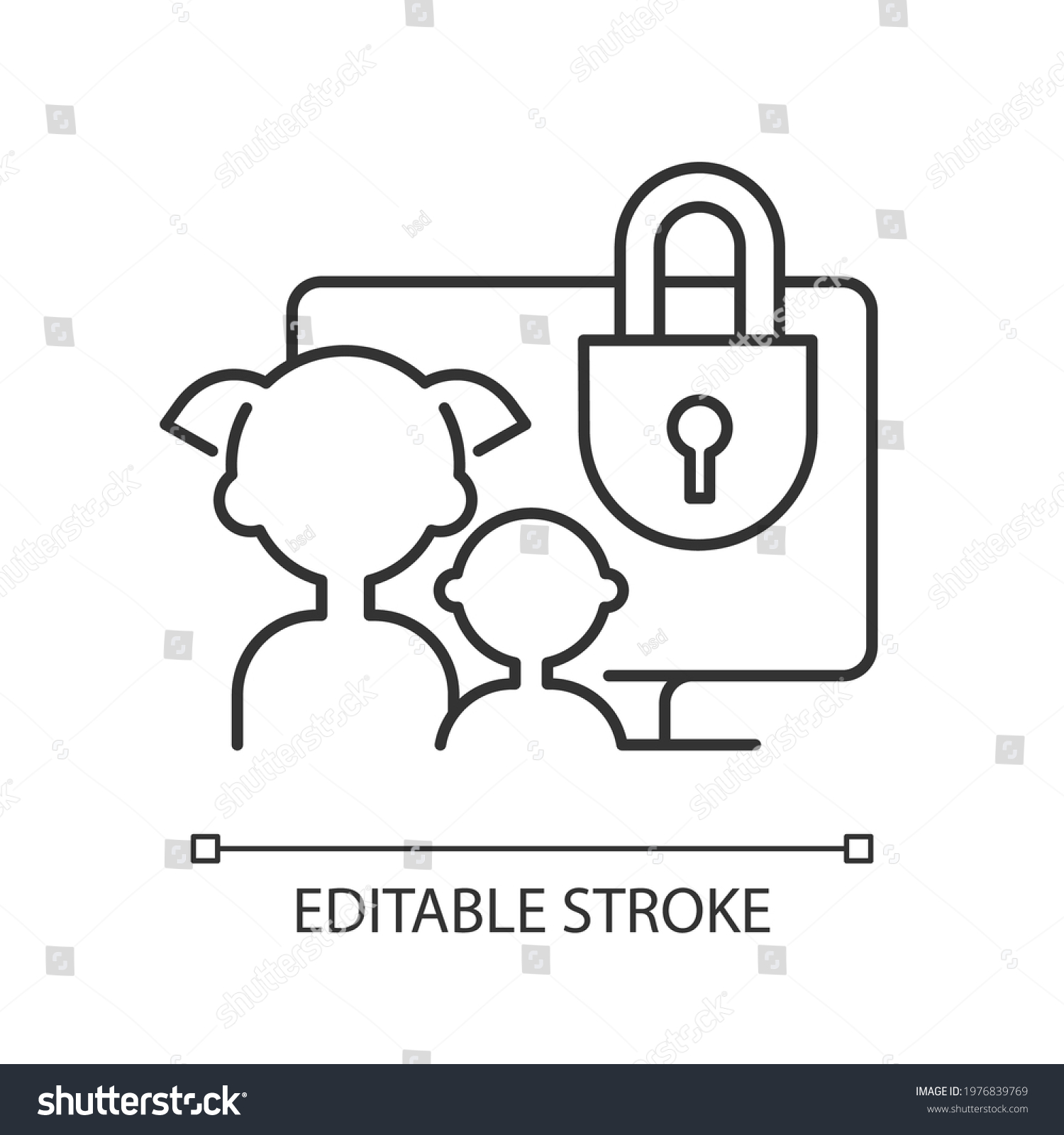 SVG of Parental control linear icon. Kids profiles. Prevention from watching age-inappropriate content. Thin line customizable illustration. Contour symbol. Vector isolated outline drawing. Editable stroke svg