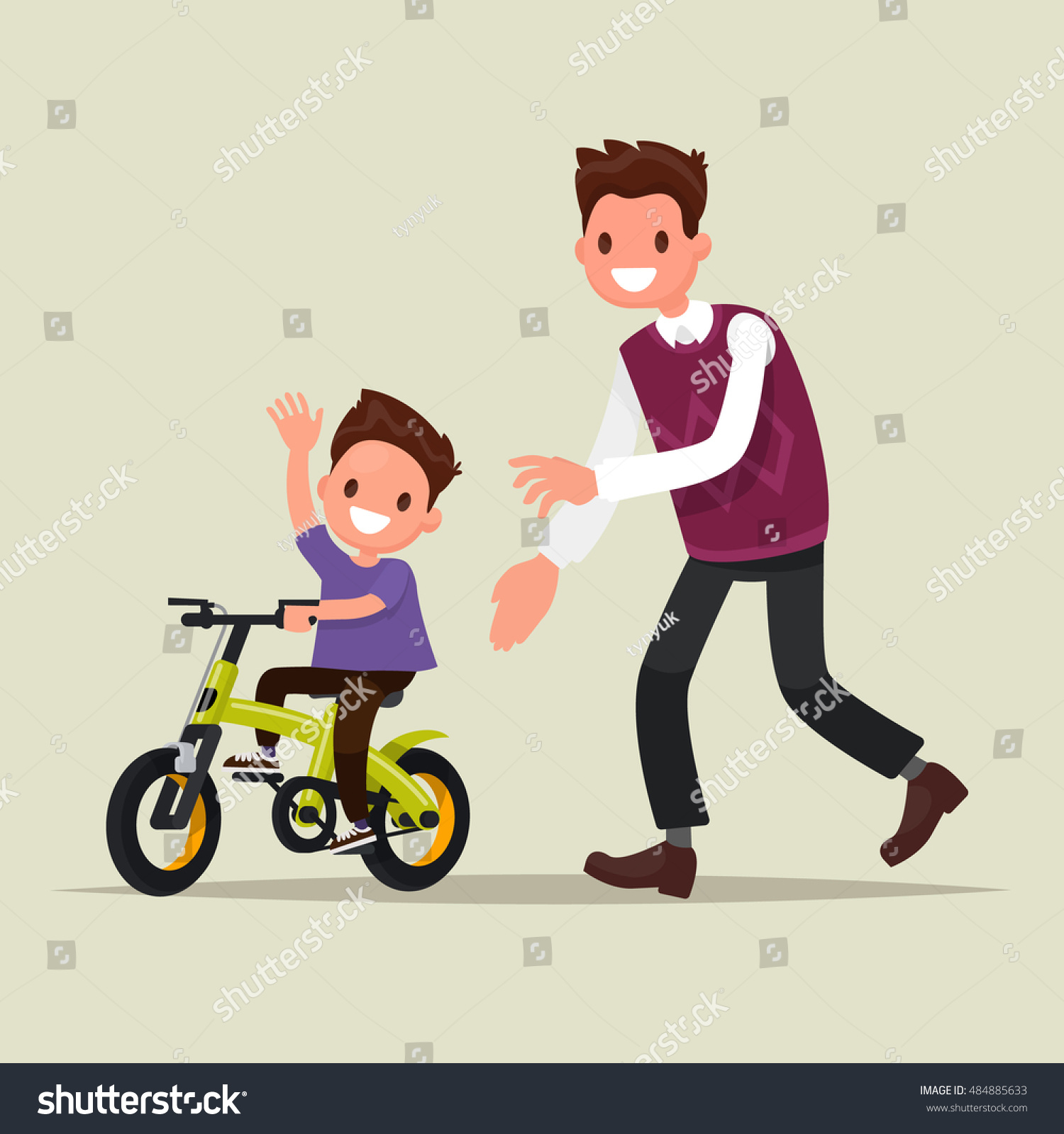 Download Parenting Father Teaches His Son Ride Stock Vector 484885633 - Shutterstock