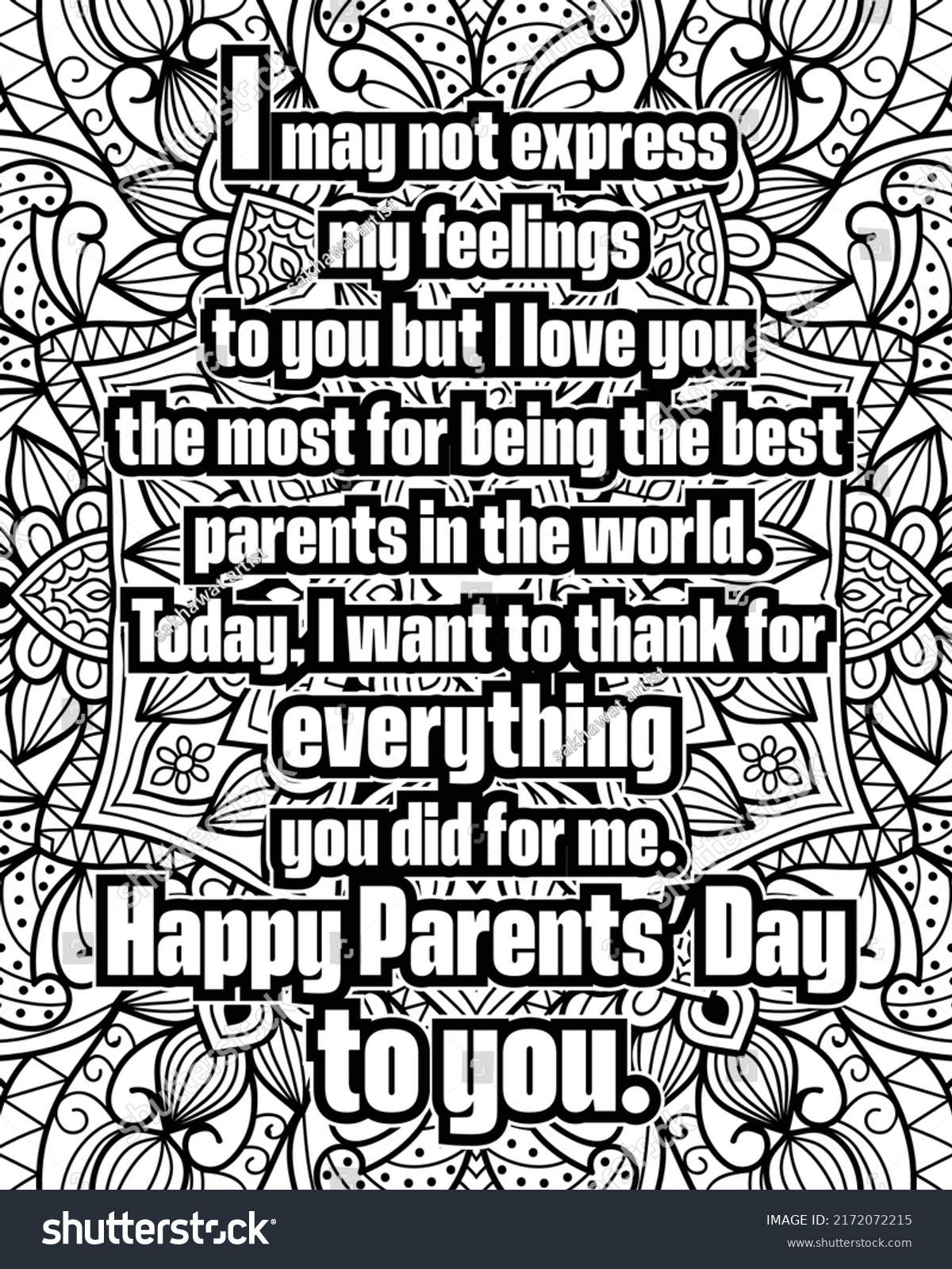 Parents Day Quotes Coloring Page Design Stock Vector (Royalty Free ...