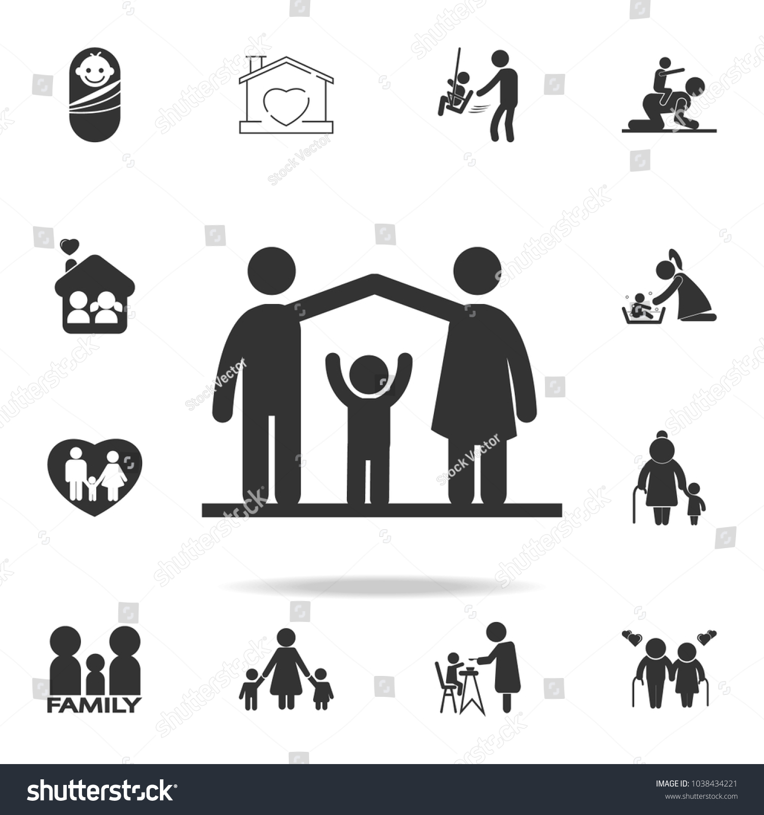 Parents Protect Child Icon Detailed Set Stock Vector Royalty Free