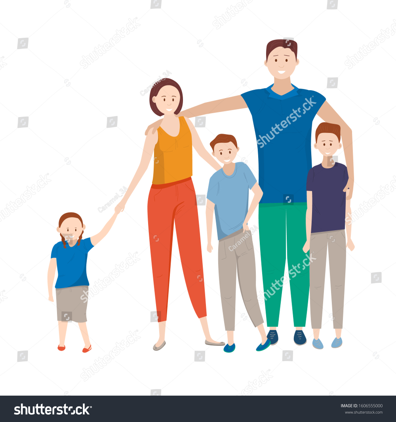 Parents Three Children Family Many Children Stock Vector (Royalty Free ...