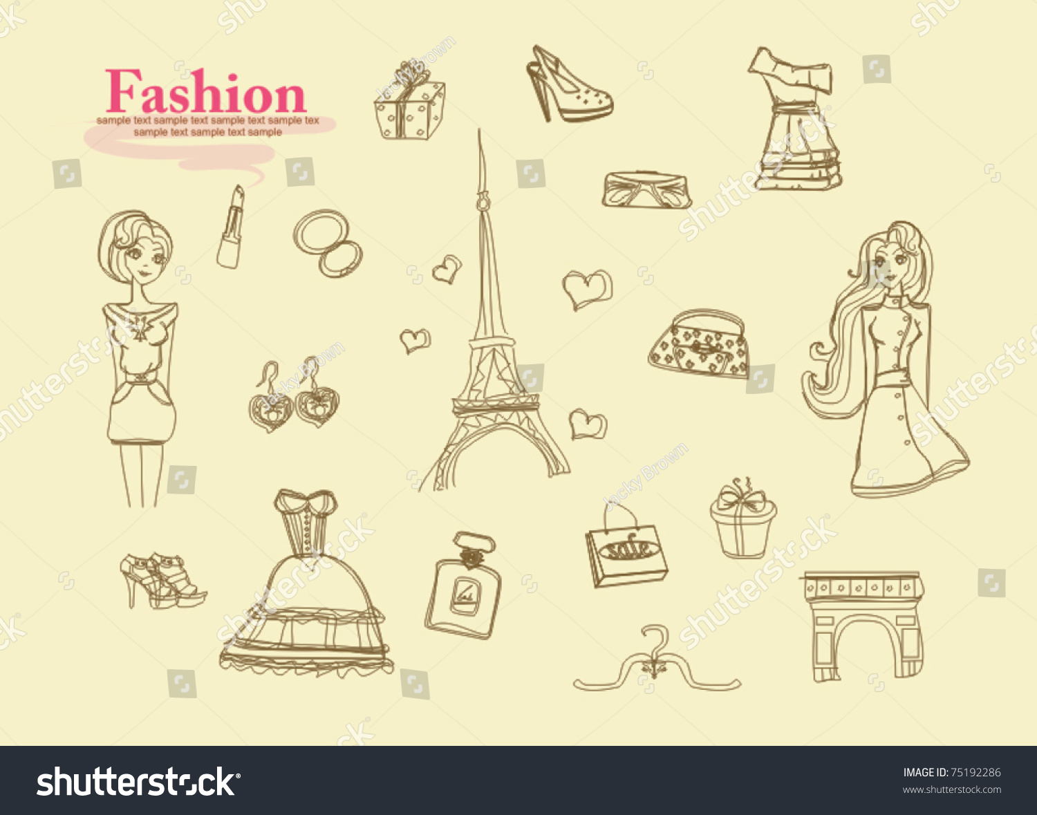 Paris Doodles Stock Vector 75192286 - Shutterstock