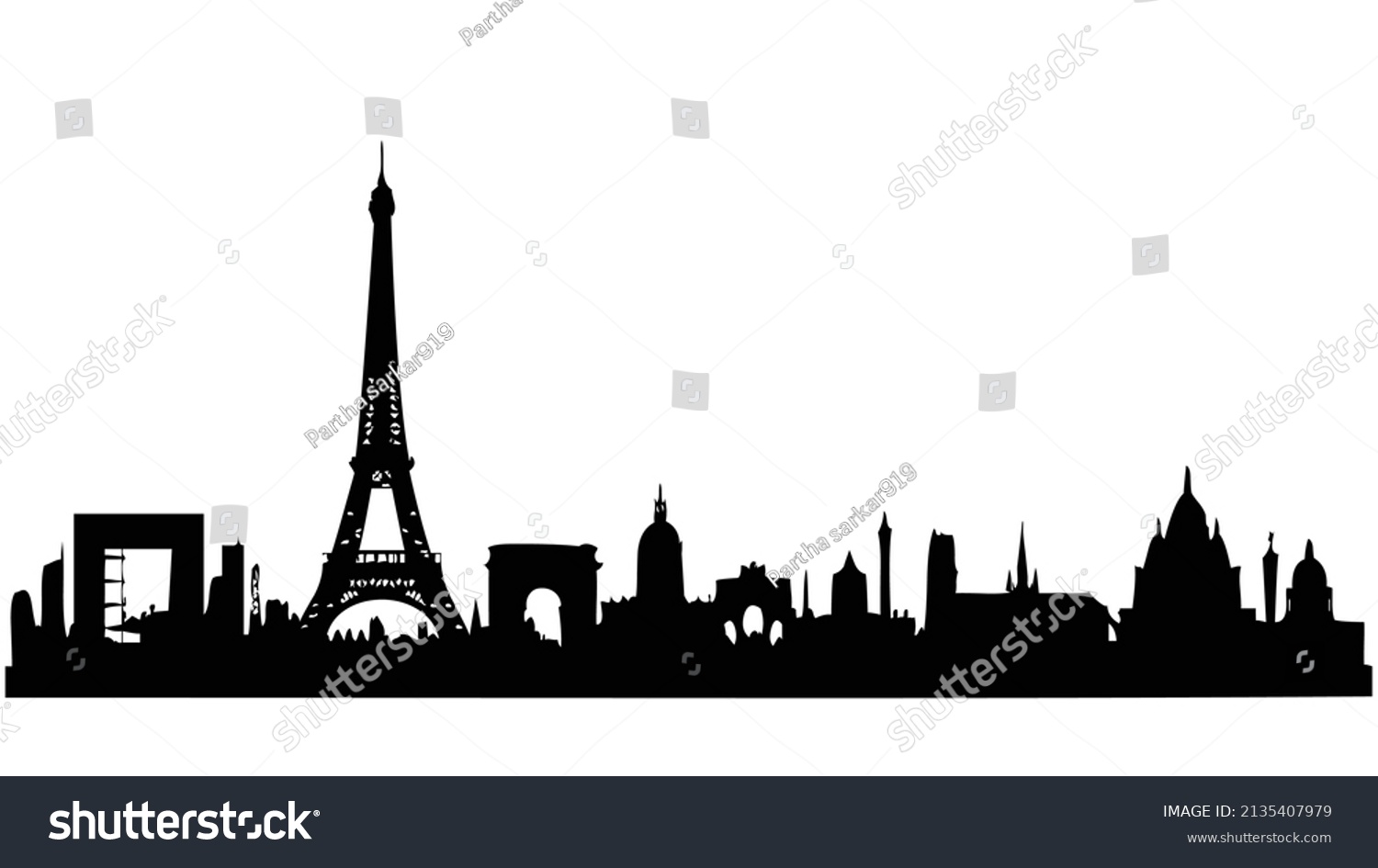 Paris France City Skyline Vector Silhouette Stock Vector (royalty Free 