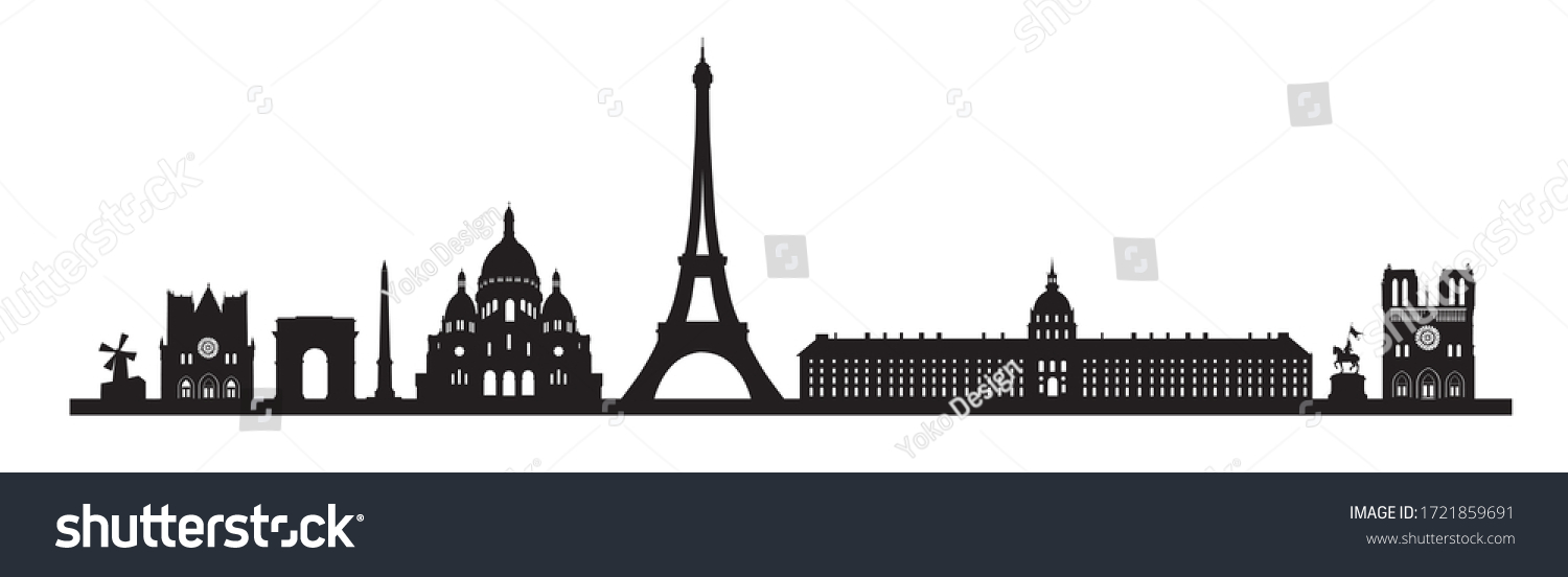 Paris Skyline Paris Famous Landmark Icon Stock Vector (Royalty Free ...