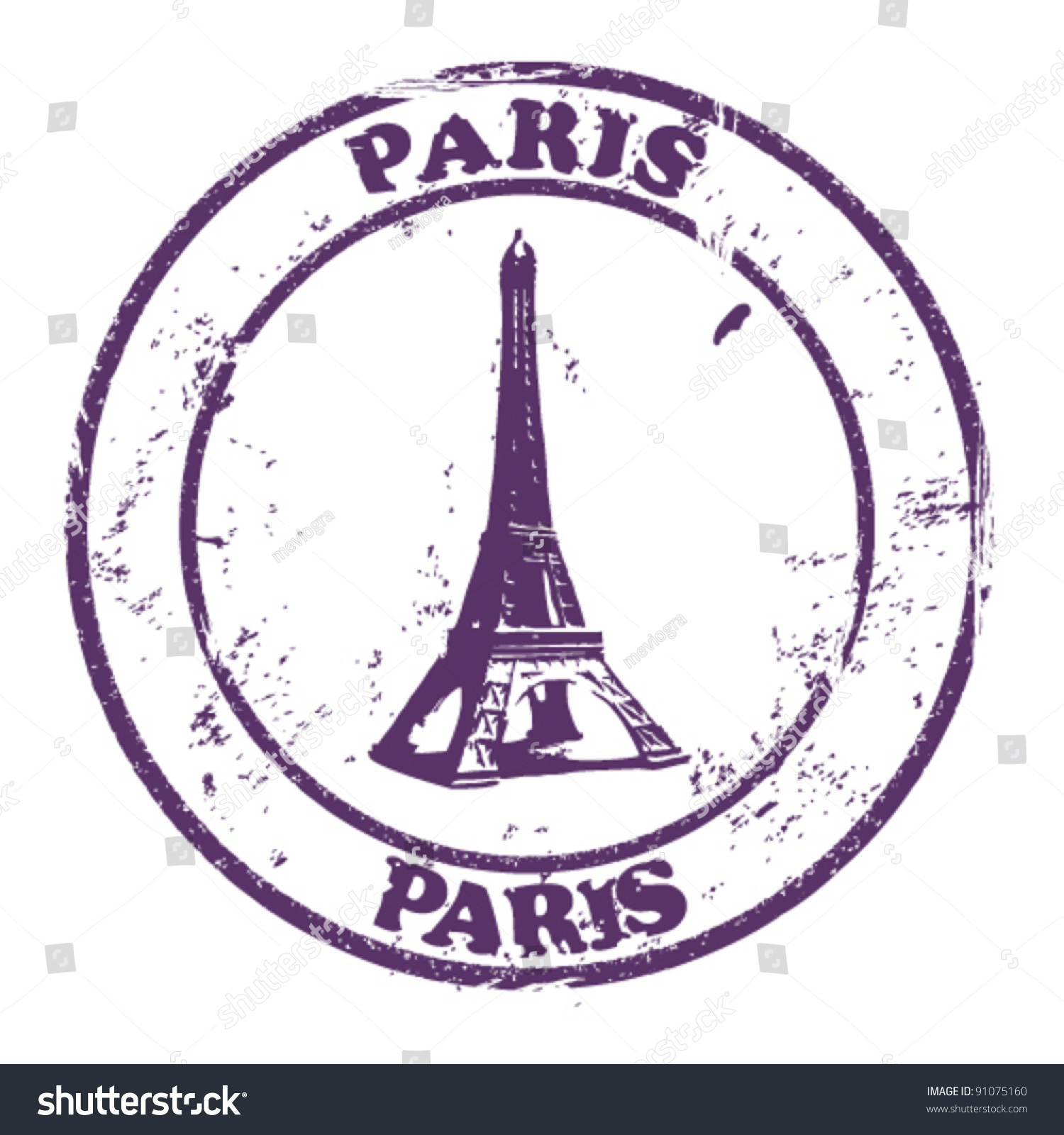 Paris Stamp Stock Vector 91075160 : Shutterstock