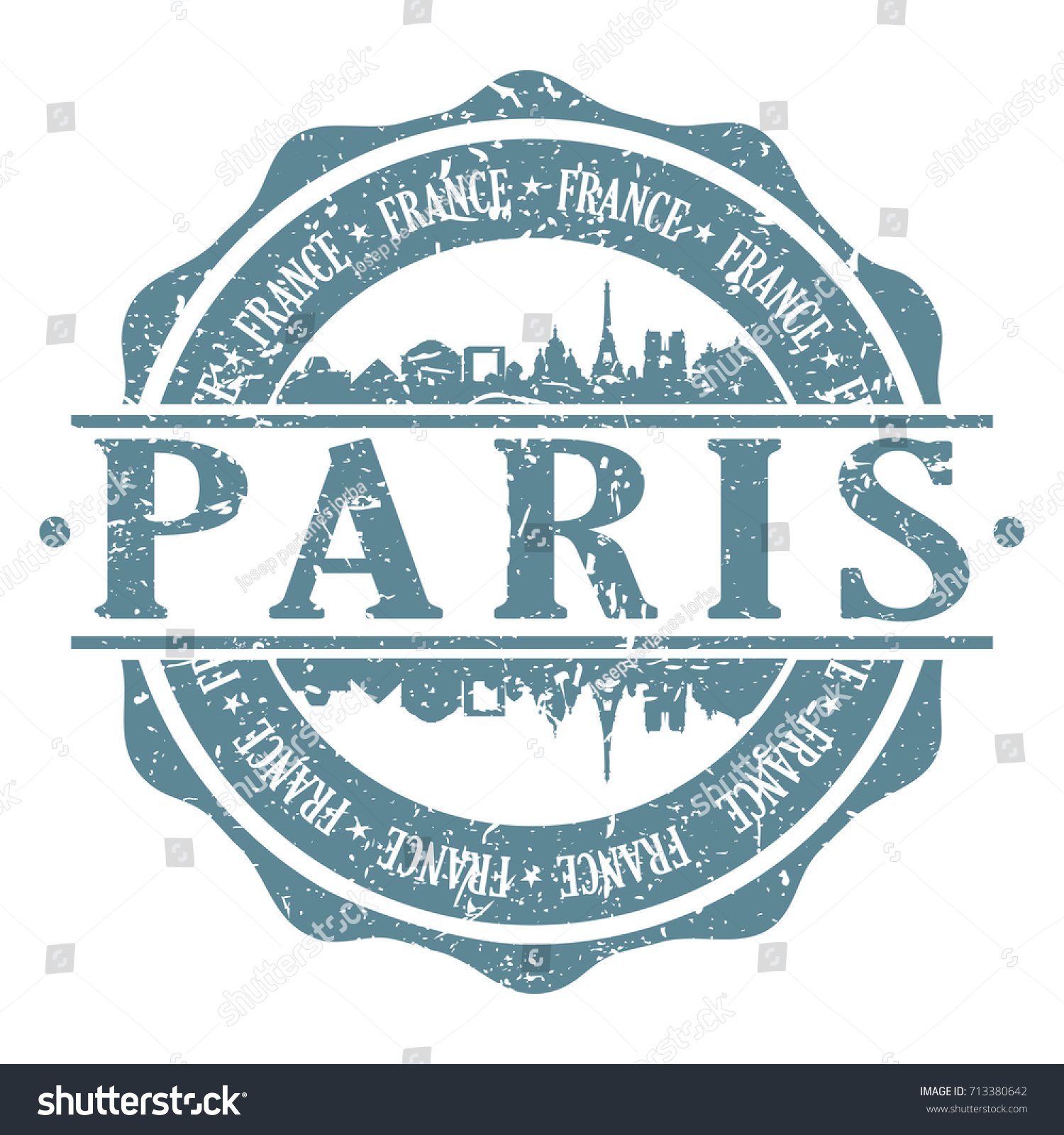 Paris Stamp Post Skyline Silhouette City Stock Vector (Royalty Free ...