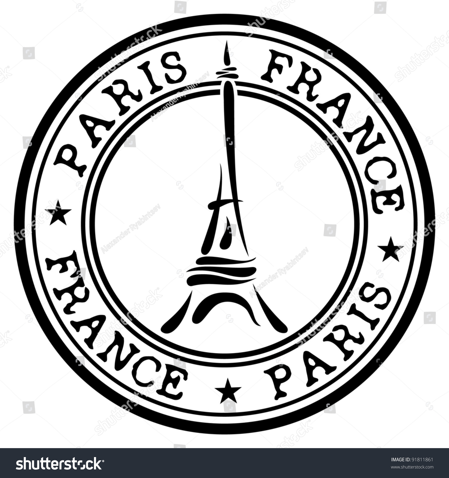 Paris Theme Stamp Stock Vector 91811861 - Shutterstock