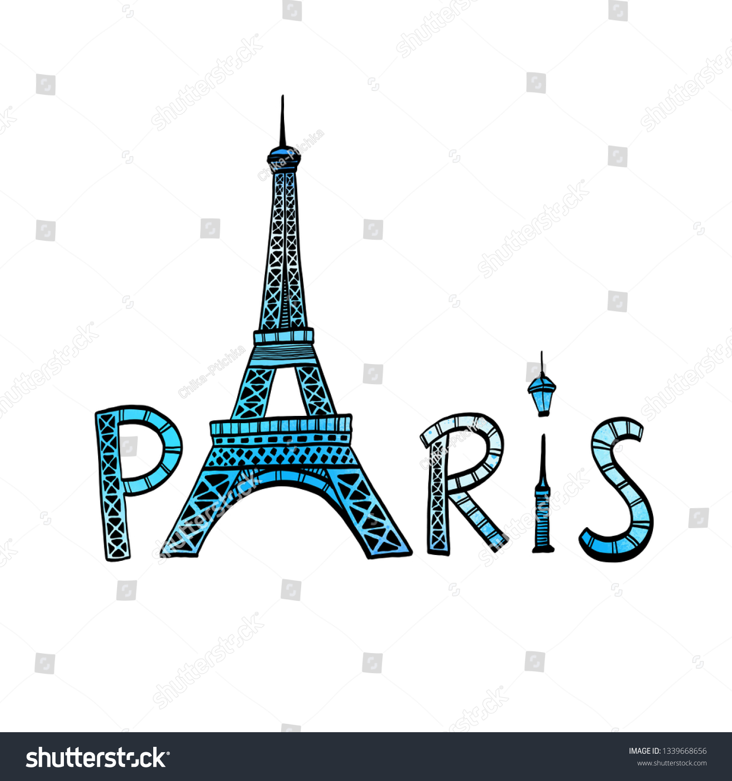 Paris Vector Doodle Design Stock Vector (Royalty Free) 1339668656 ...