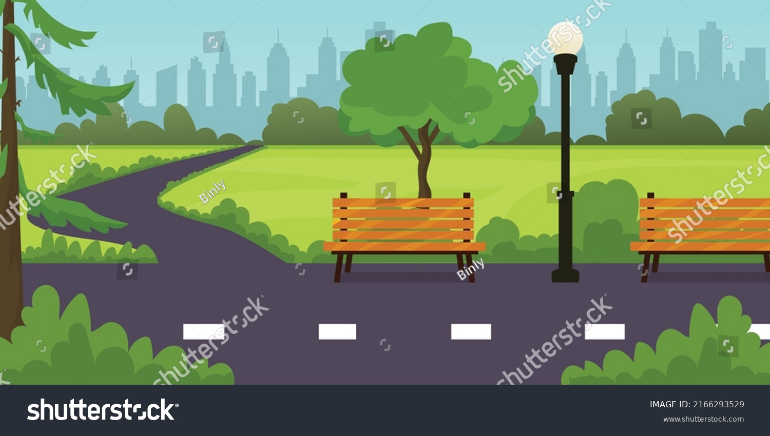 Park Sidewalks Illustration Vector Road Near Stock Vector (Royalty Free ...