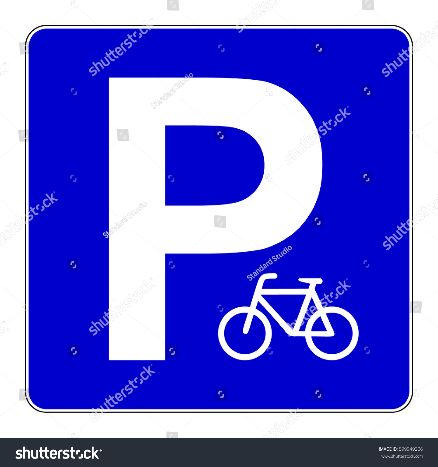 Bicycle Parking Large Print Blue Black White Poster Bike Picture Symbol Notice Outdoor Street Road Sign 6 Pack 12x18 