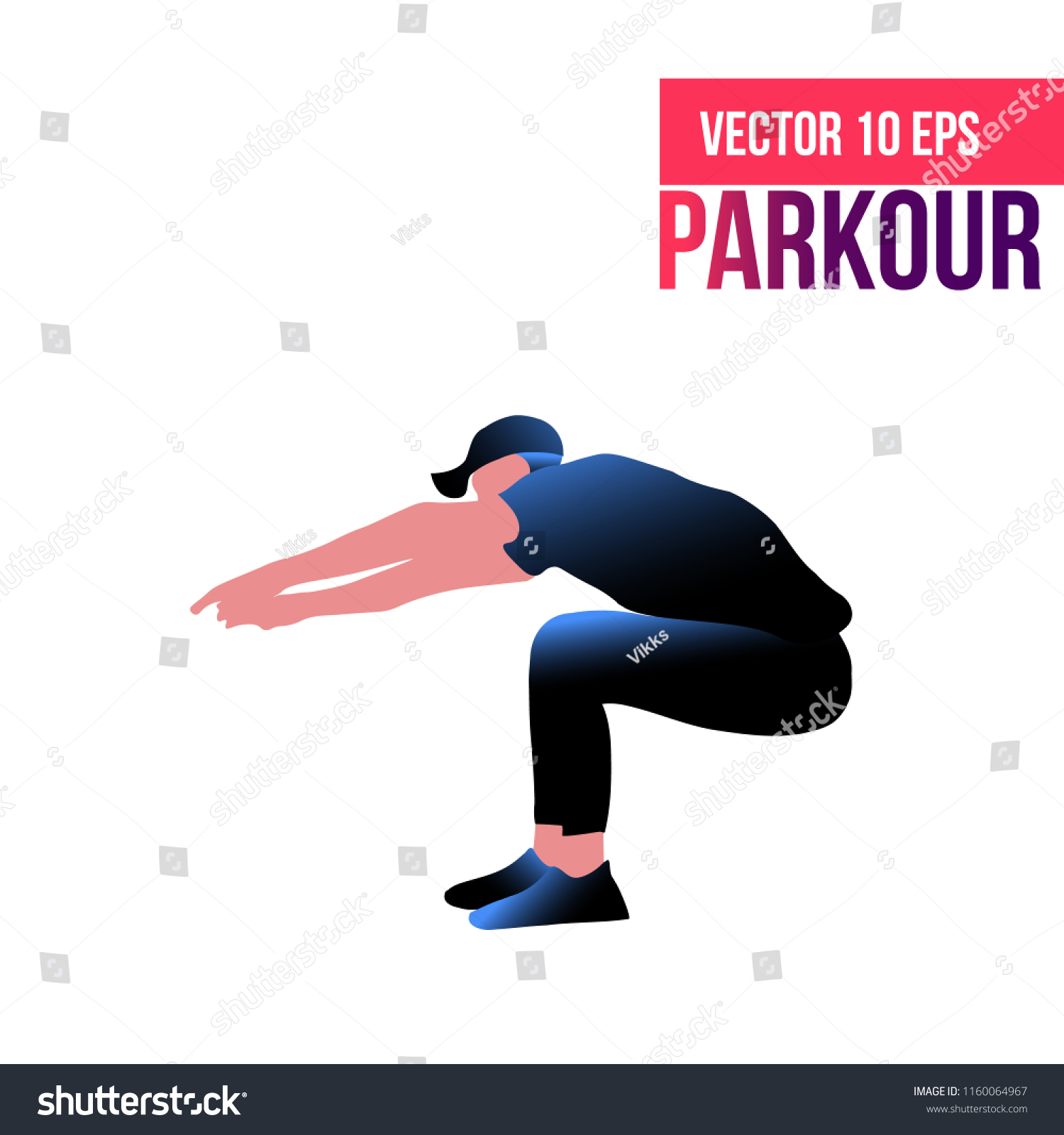 Parkour Jump Silhouettes People Engaged Parkour Stock Vector Royalty Free