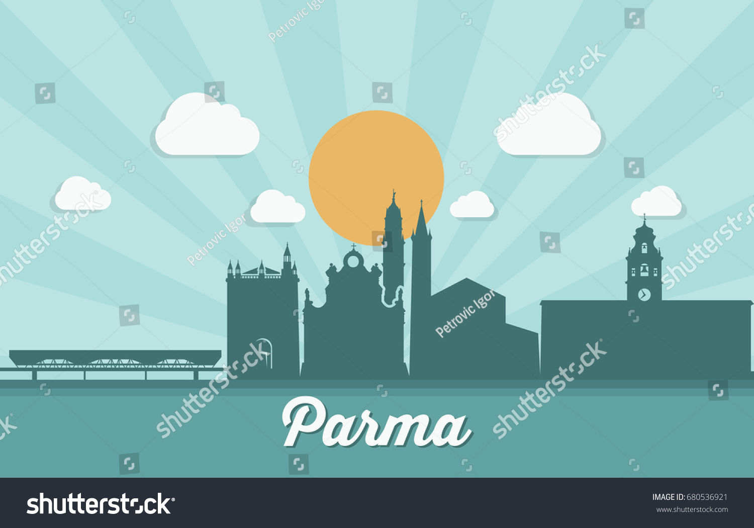 Parma Skyline Italy Vector Illustration Stock Vector Royalty Free