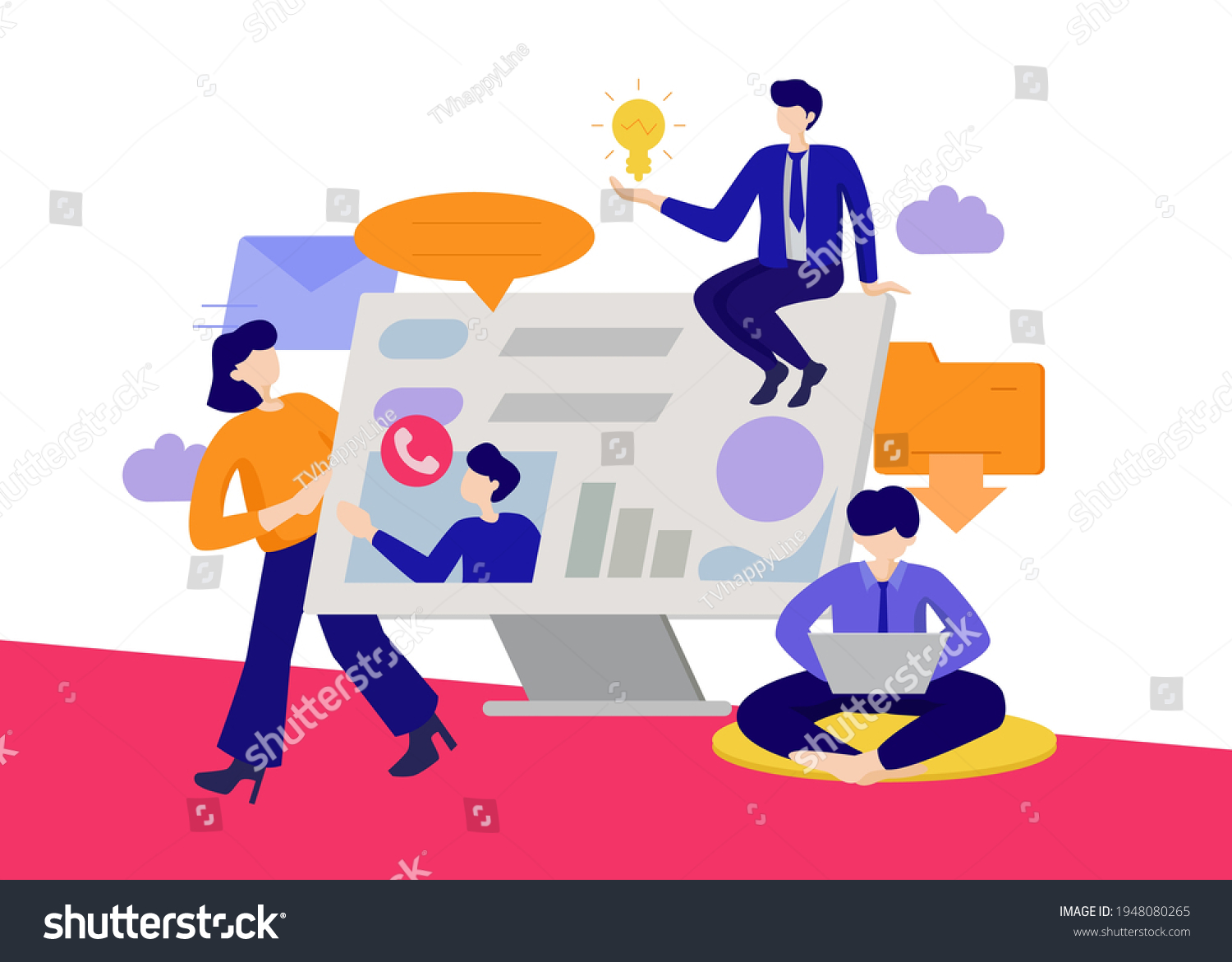 Partnership Illustration Editable Stroke Vector Graphic Stock Vector ...