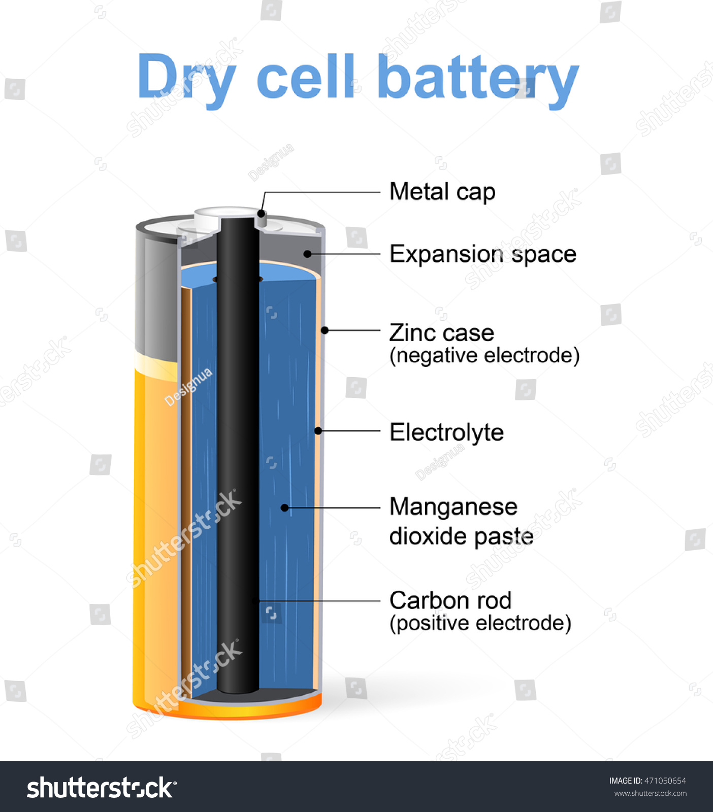 Parts Dry Cell Battery Vector Diagram Stock Vector ...