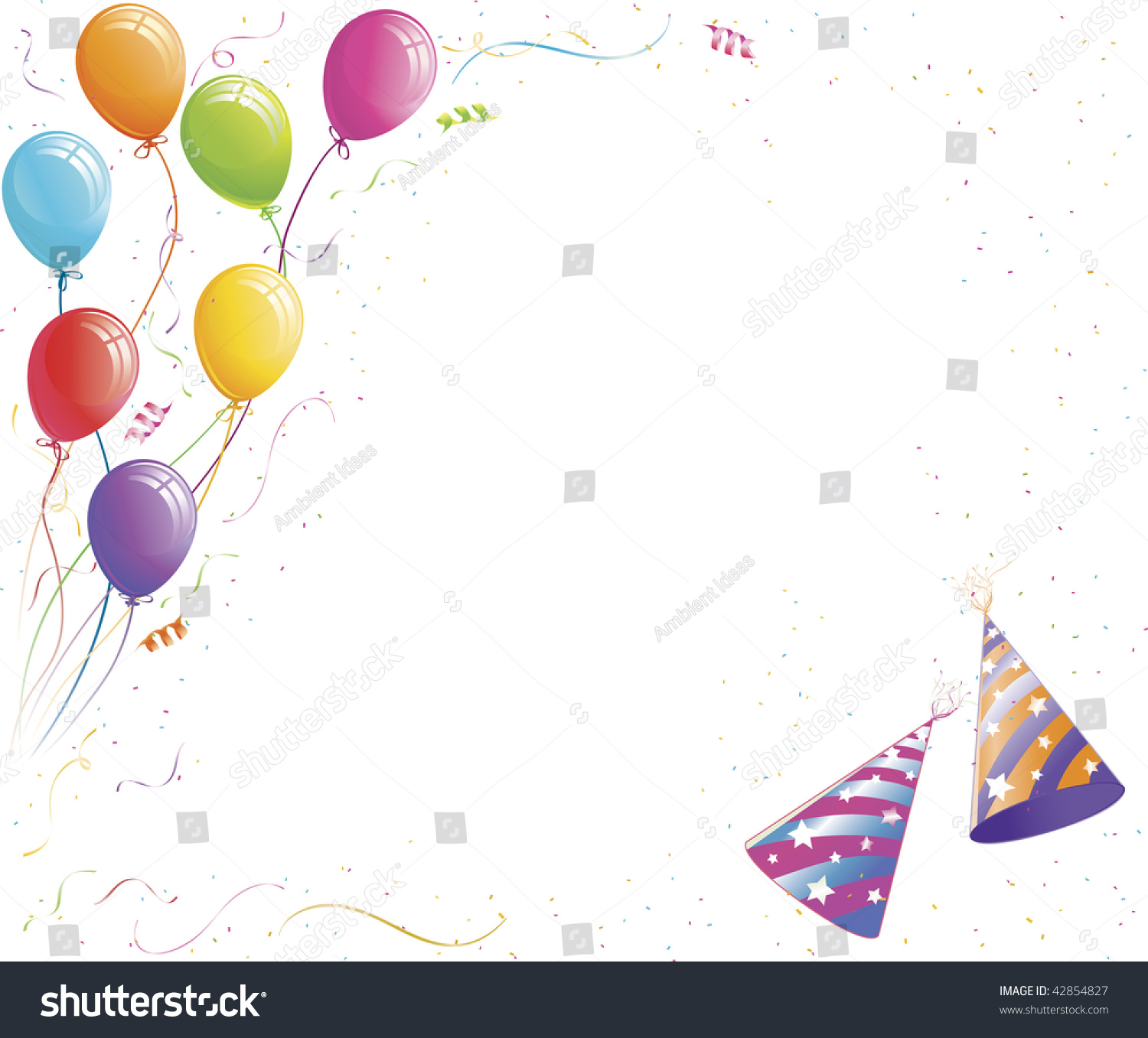 Party Balloons, Hats, And Confetti Stock Vector Illustration 42854827 ...