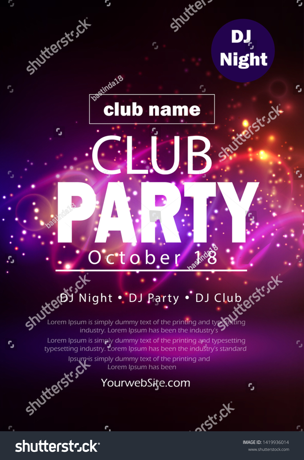 Party Flyer Poster Futuristic Club Flyer Stock Vector Royalty Free