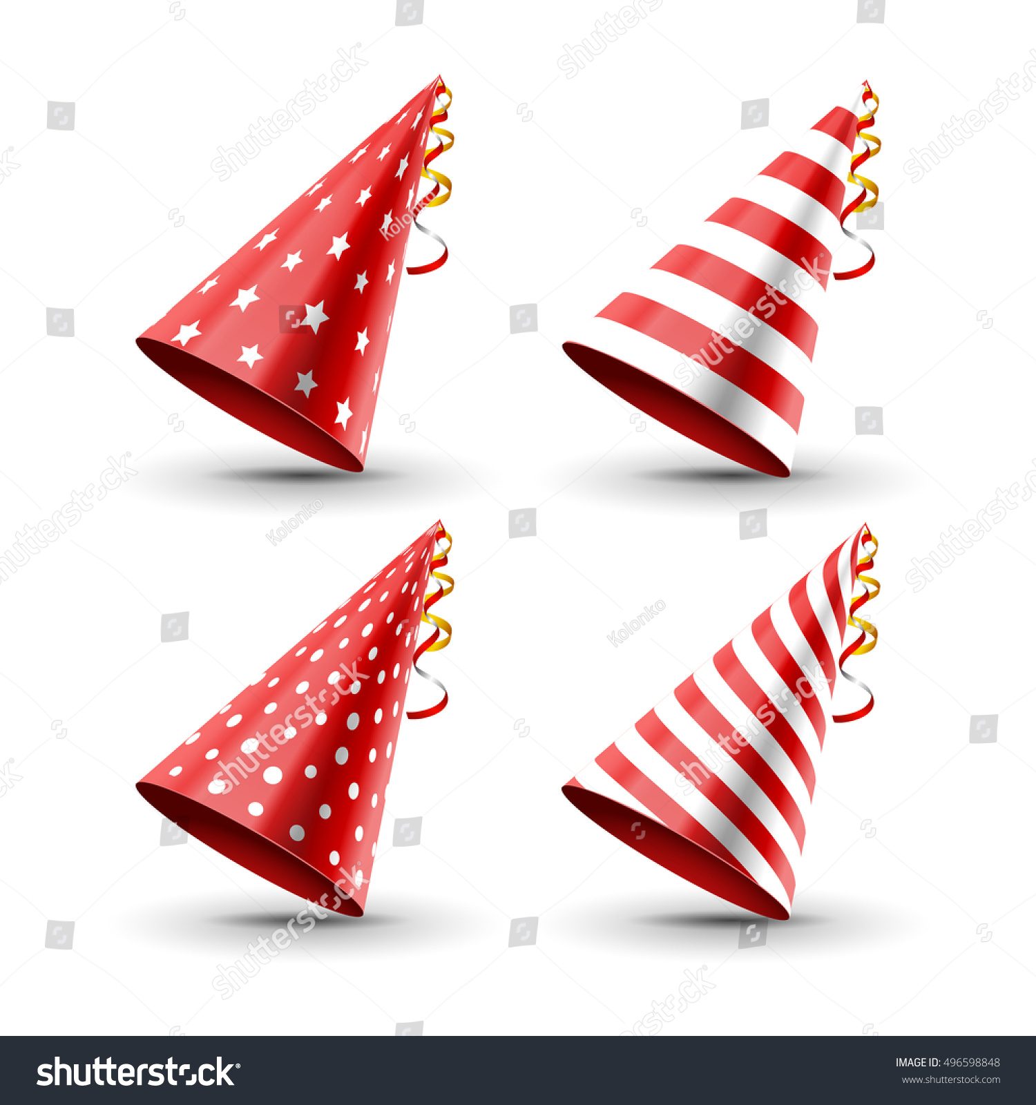 Party Hat Set Isolated On White Stock Vector Royalty Free 496598848