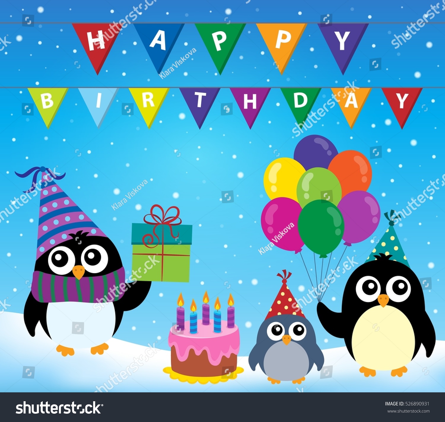 Party Penguin Theme Image 2 - Eps10 Vector Illustration. - 526890931 ...