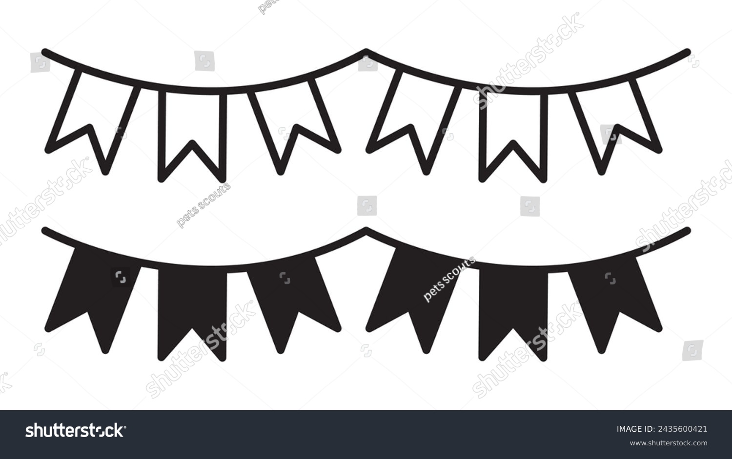 recommend clip art: Party pennants outline icon collection or set. Party pennants Thin vector line art