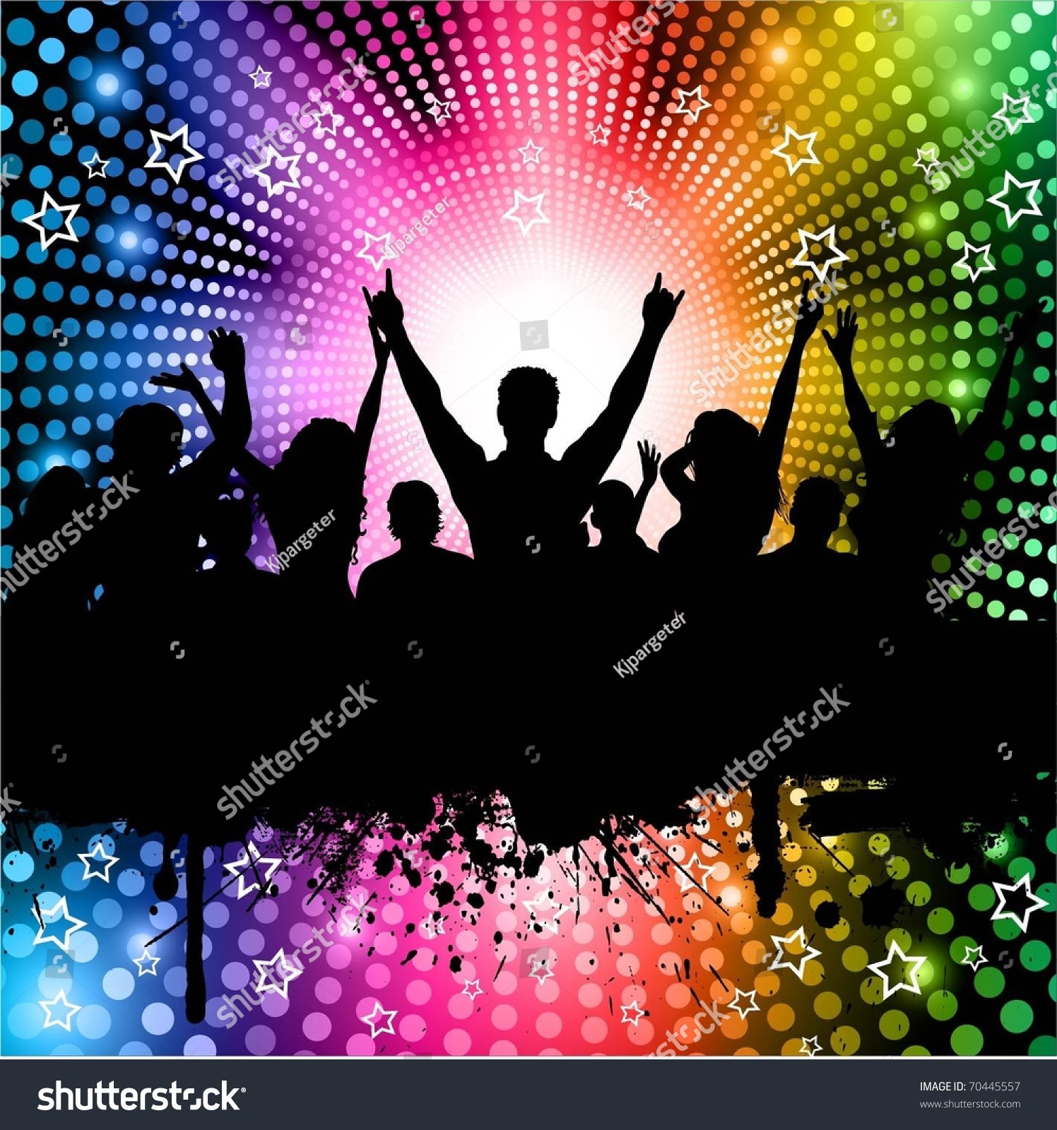 Party People On Disco Lights Background Stock Vector 70445557 ...