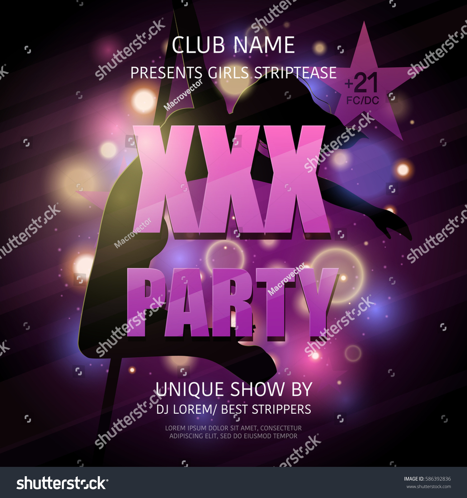 Party Poster Strip Xxx Adult Striptease Stock Vector Royalty Free