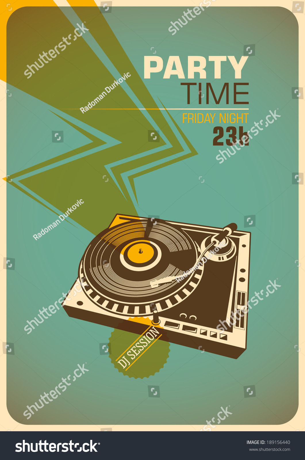 Party Time Poster Turntable Vector Illustration Stock Vector (Royalty ...