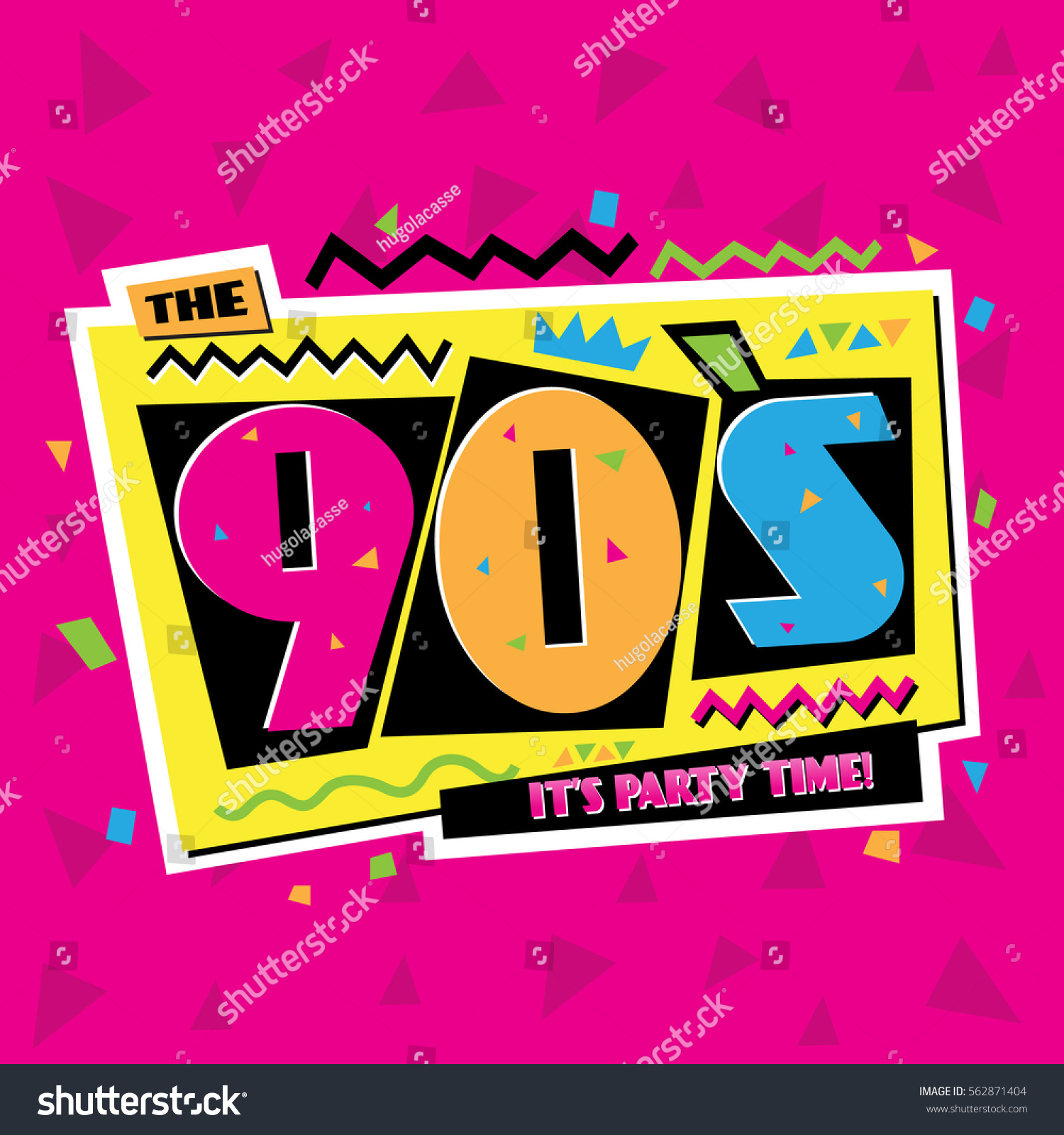 Party Time 90s Style Label Vector Stock Vector 562871404 - Shutterstock