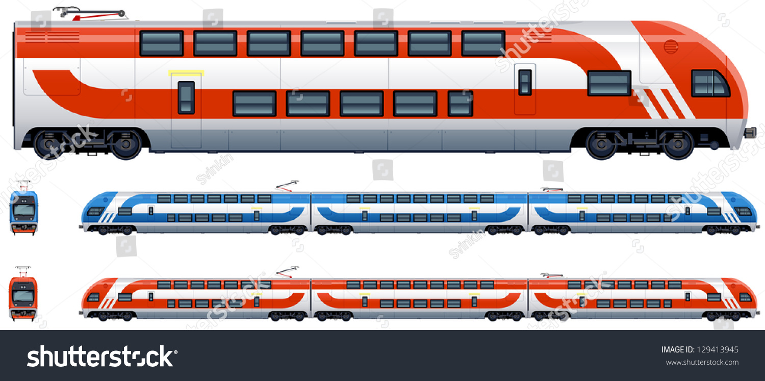 Passenger Train Double Decker Vector Train Stock Vector 129413945 ...